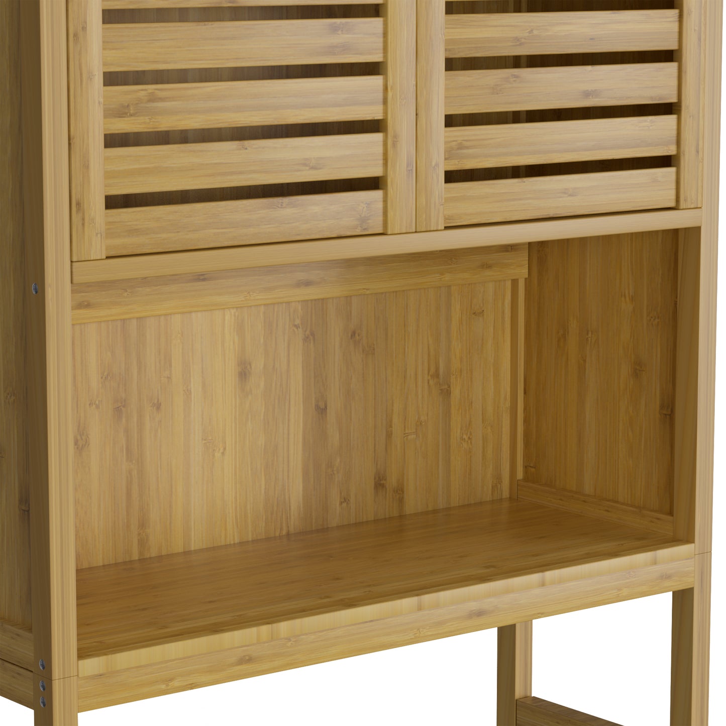 Bamboo over the Toilet Storage Cabinet Space-Saving Bathroom Cabinet W/ 2 Shelves and Cupboard