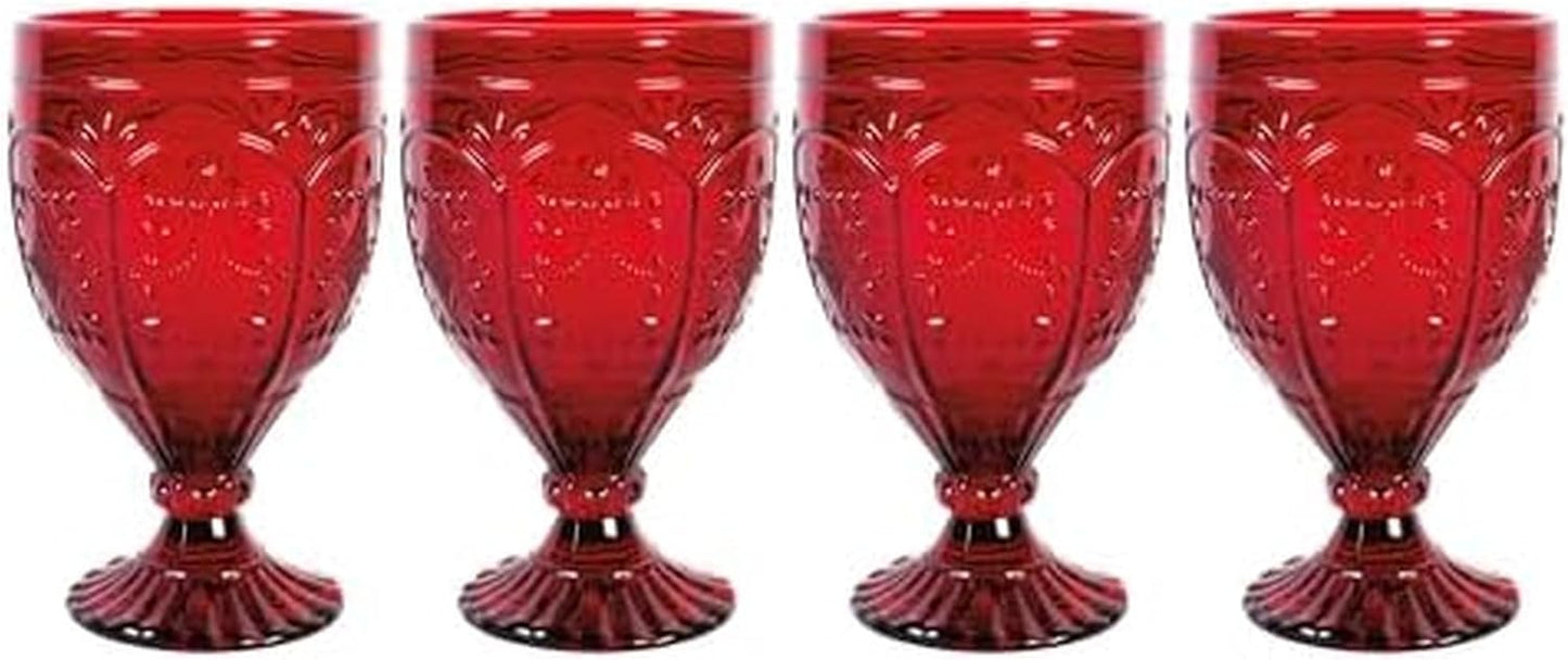 Fitz and Floyd Trestle Glassware Ornate Goblets, 4 Count (Pack of 1), Indigo