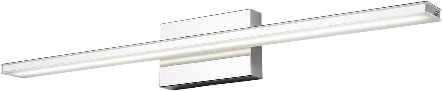 Chrome Bathroom Light Fixtures 24 Inch Bath Wall Lighting IP44 14W Vanity Lamp Bar Modern LED Lights for Vanity Rectangle Bathroom Lamps over Mirror Acrylic Restroom Sink Light