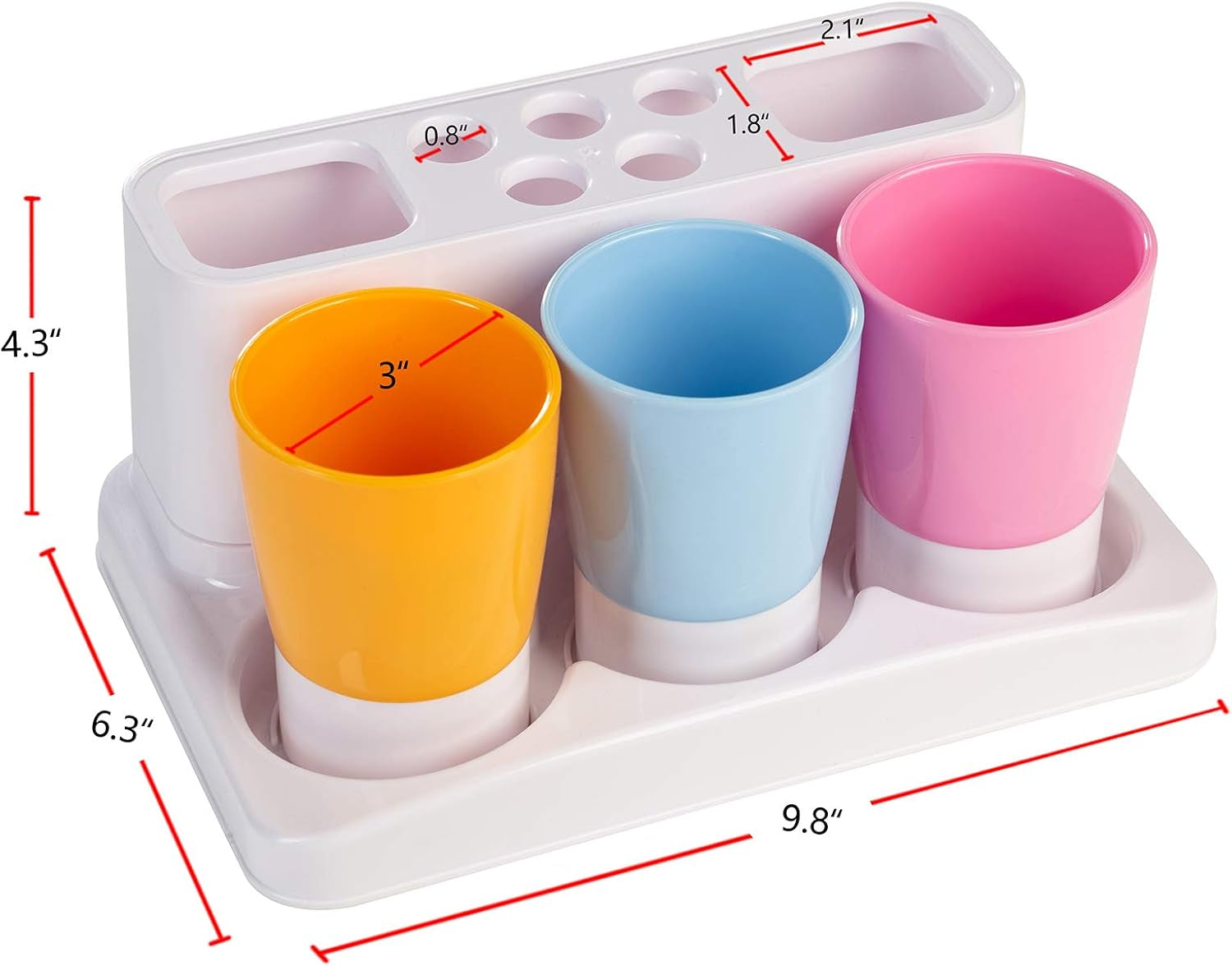 Toothbrush Holder Kids Family Set for Bathroom Storage Organizer (Orange+Blue+Pink)