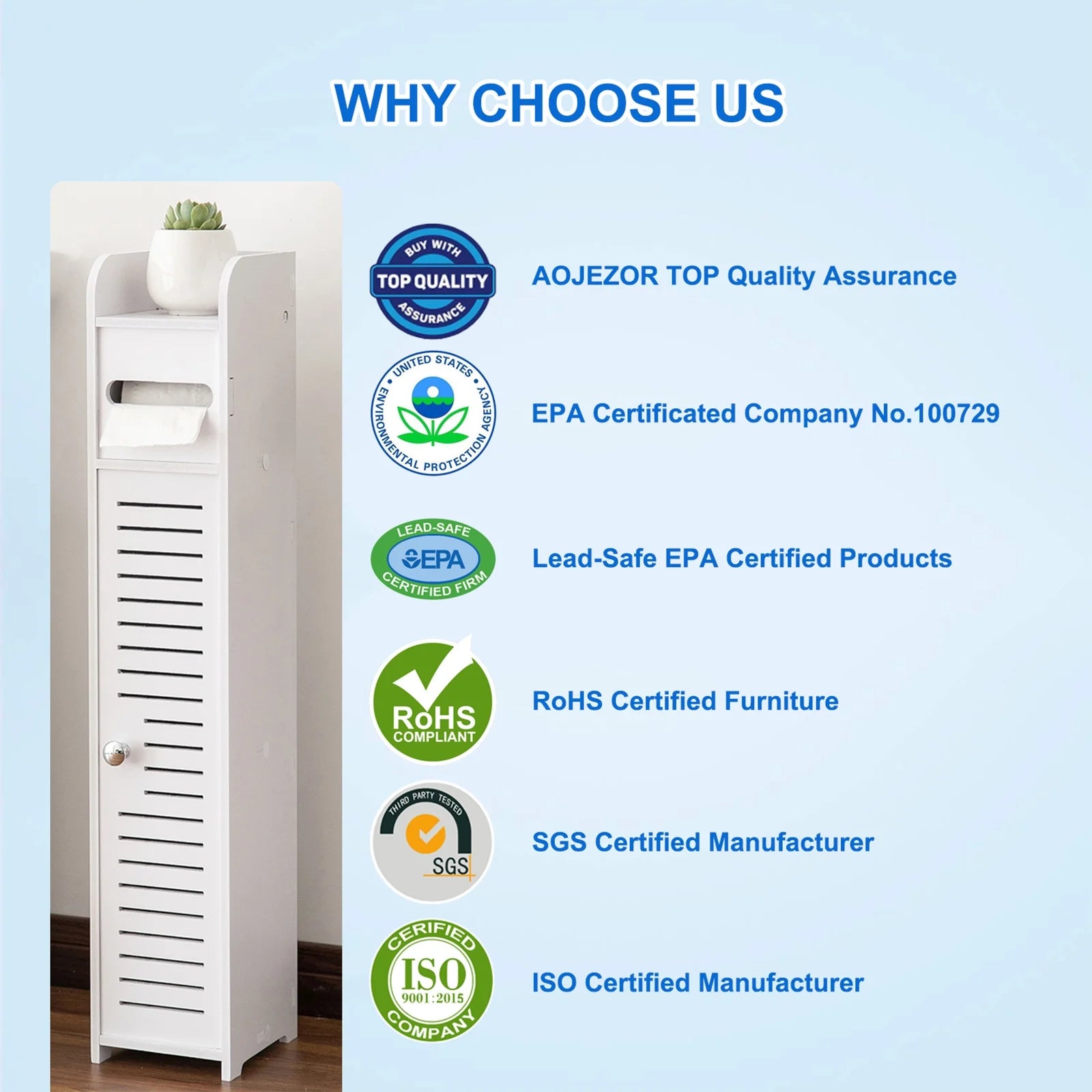 Toilet Paper Holder Stand,Small Bathroom Storage Cabinet for Toilet Paper Storage, Toilet Paper Stand Waterproof for Small Spaces,White by