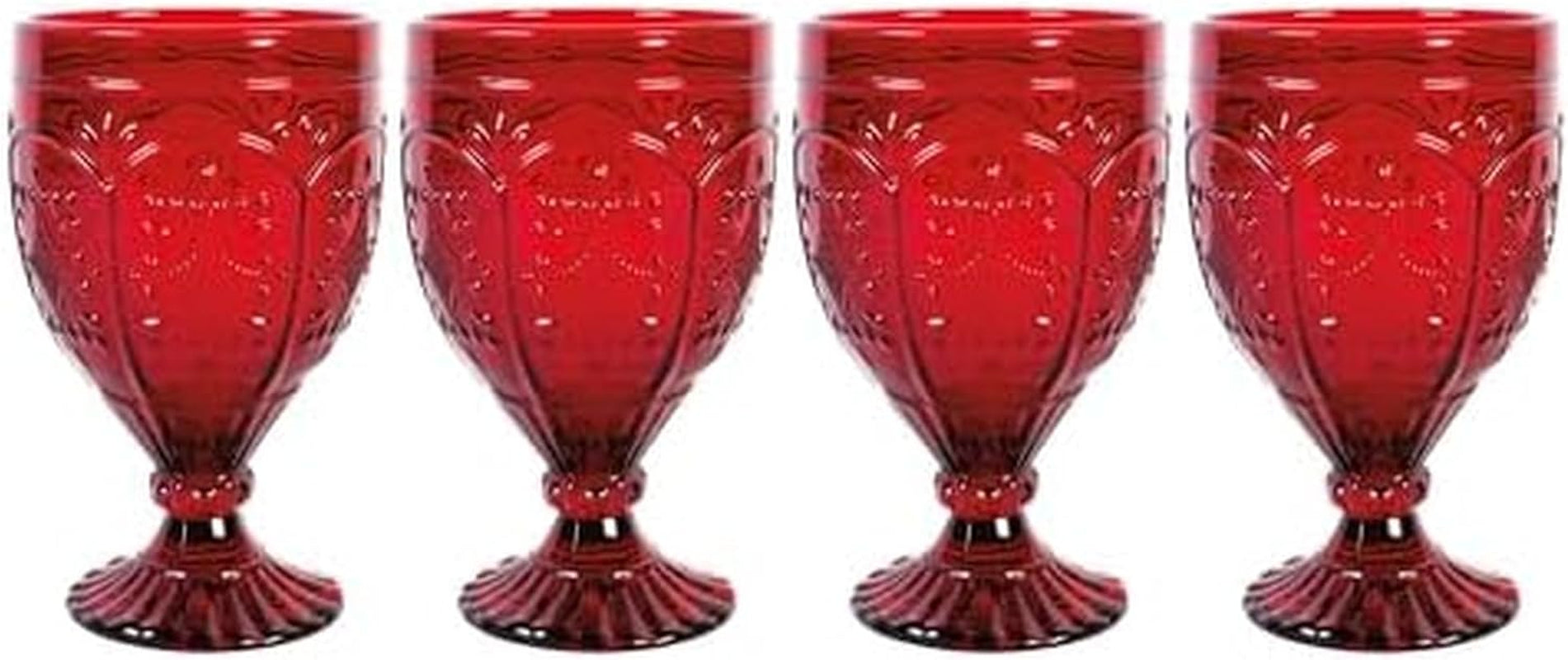 Fitz and Floyd Trestle Glassware Ornate Goblets, 4 Count (Pack of 1), Indigo