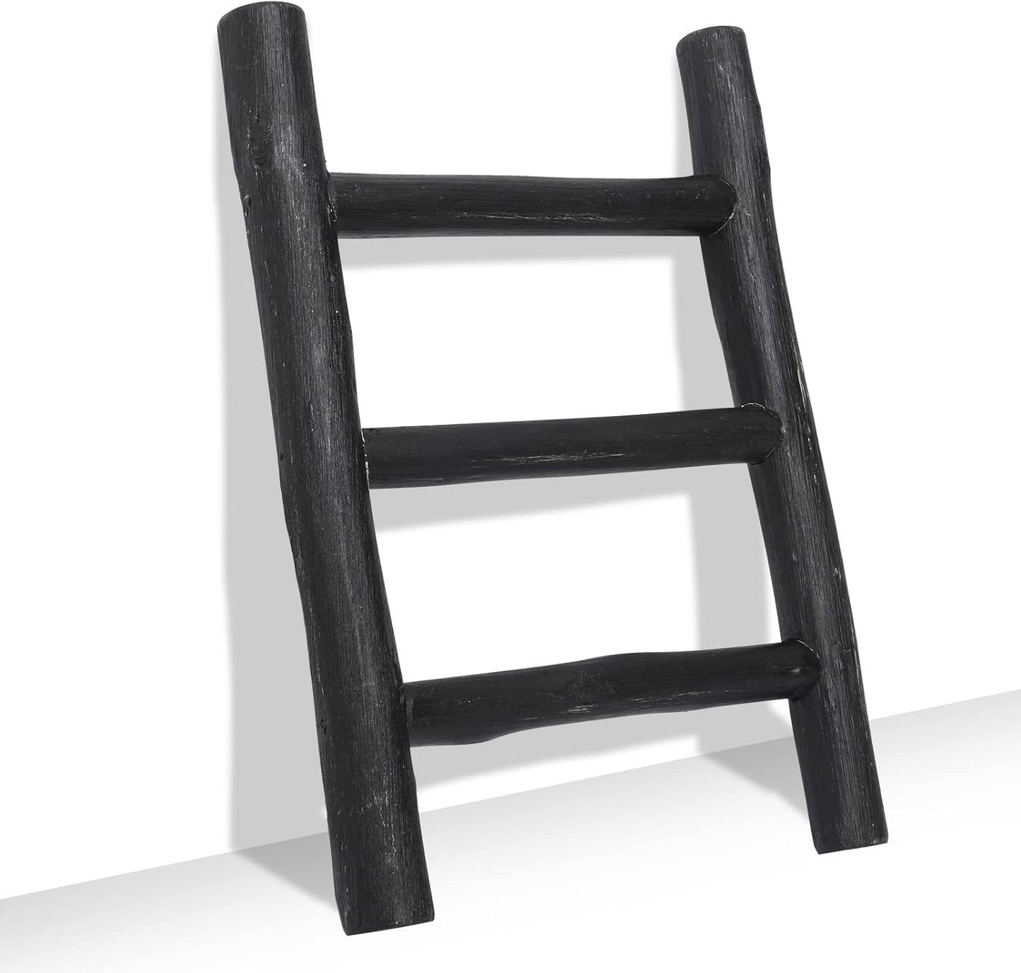 57In Wood Blanket Ladder Living Room Decorative Wall Leaning Farmhouse Quilt Display Holder Rustic Wooden Towel Rack for Bathroom, Unfinished