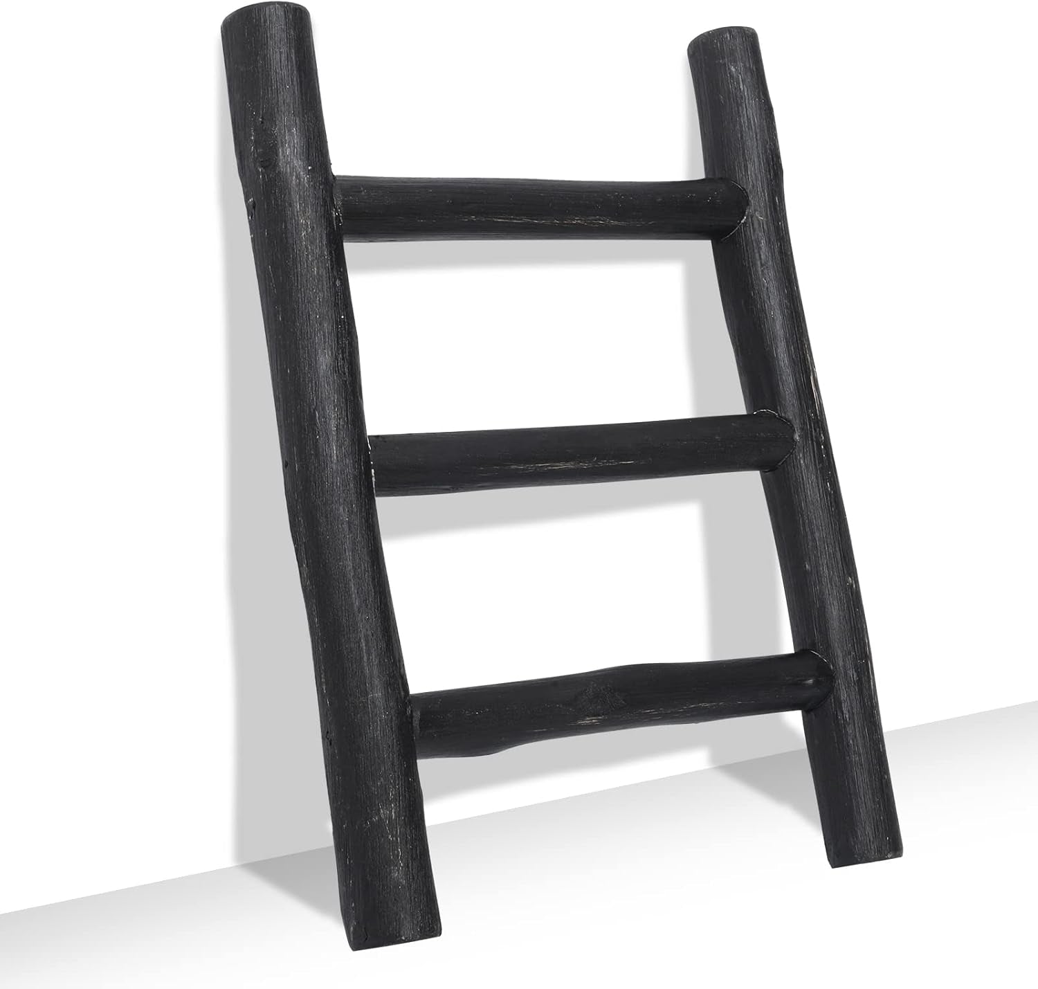 57In Wood Blanket Ladder Living Room Decorative Wall Leaning Farmhouse Quilt Display Holder Rustic Wooden Towel Rack for Bathroom, Unfinished