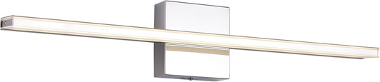 Chrome Bathroom Light Fixtures 24 Inch Bath Wall Lighting IP44 14W Vanity Lamp Bar Modern LED Lights for Vanity Rectangle Bathroom Lamps over Mirror Acrylic Restroom Sink Light