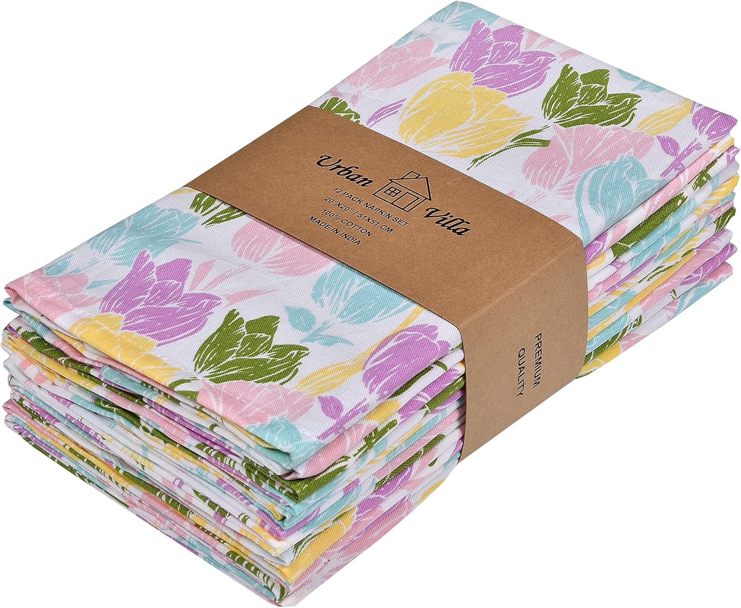 Cloth Napkins Set of 12 20X20 Inches 100% Cotton Napkins Cloth Washable Durable Reusable Absorbent Table Dinner Napkins Cloth for Christmas Hotel Lunch Restaurant Weddings Parties - Black