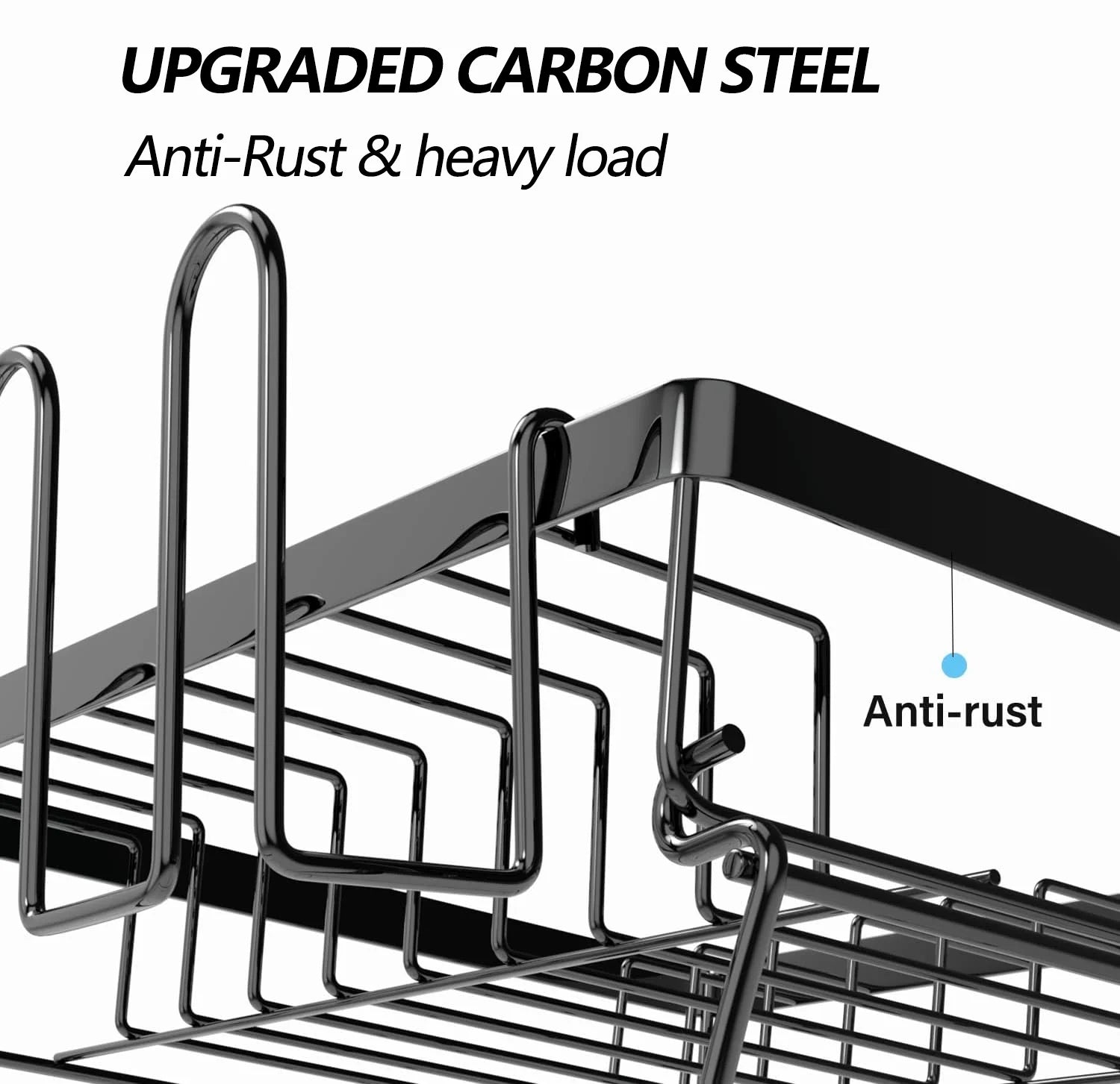 Dish Drying Rack for Kitchen, Stainless Steel 2 Tier New Dish Racks Sink Organizer, Black