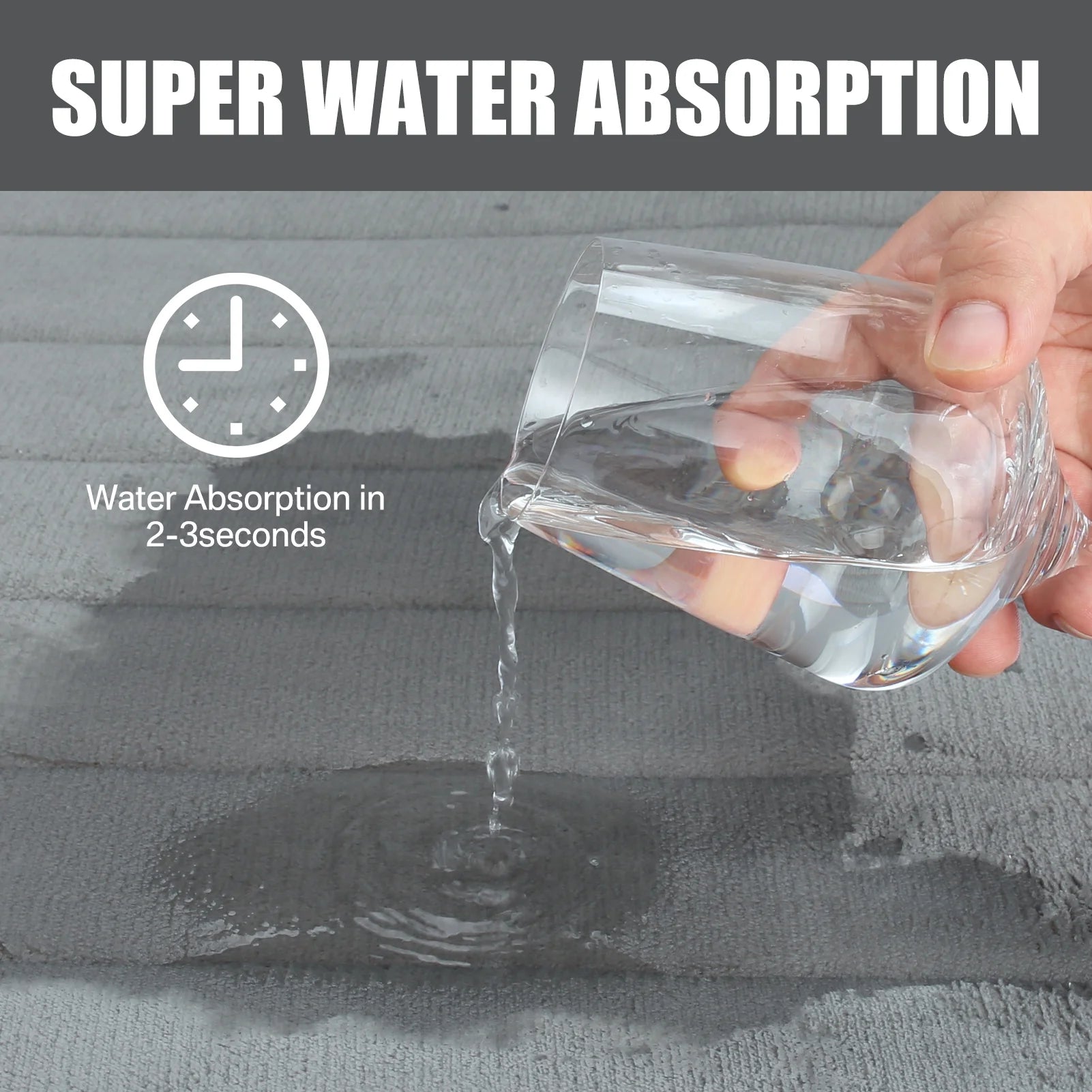 3 Piece Memory Foam Bath Mat Set with U-Shaped Toilet Mat Bathroom Rugs Soft Comfortable Water Absorption Bath Carpet Non-Slip Thick Machine Washable for Kitchen/Living Room(Gray)