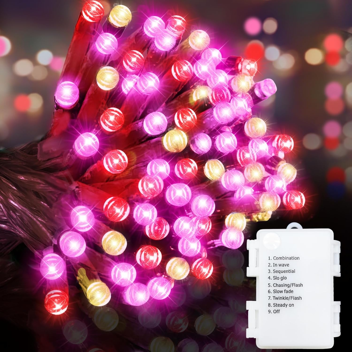 120LED 39.4Ft Christmas String Lights Battery Operated Timer 8 Modes Remote Control Waterproof Green Wire Xmas Tree Fairy Lights Decor Outdoor Indoor Home Party Garden (Warm White)
