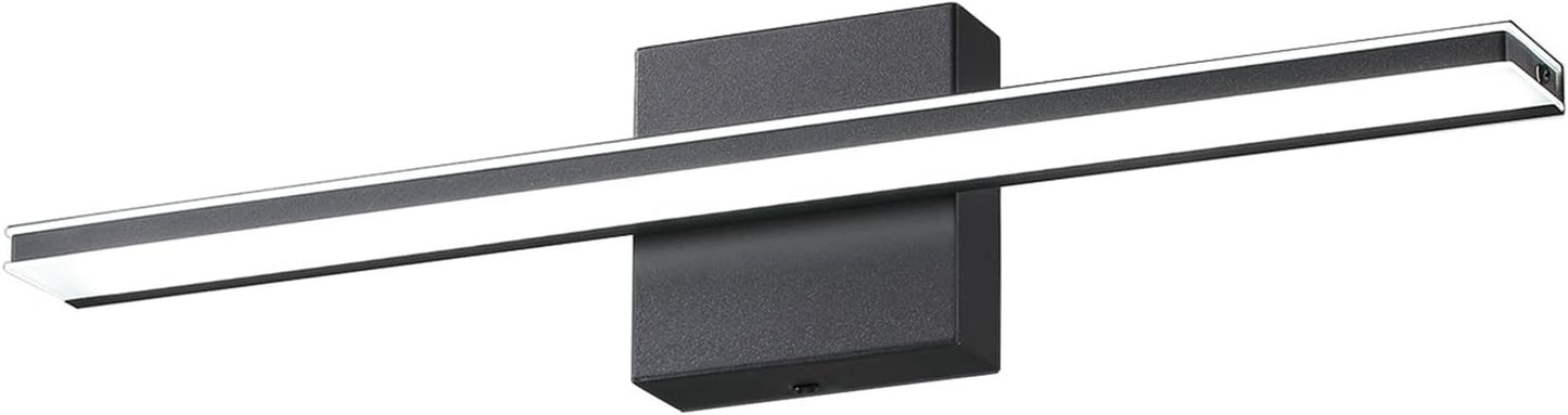 Chrome Bathroom Light Fixtures 24 Inch Bath Wall Lighting IP44 14W Vanity Lamp Bar Modern LED Lights for Vanity Rectangle Bathroom Lamps over Mirror Acrylic Restroom Sink Light