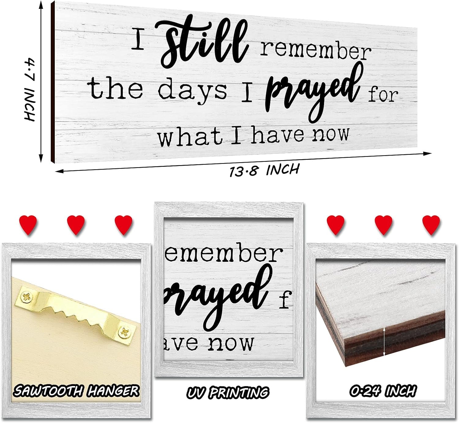 I Still Remember the Days I Prayed Modern Farmhouse Decor Rustic Wood Sign and so Together They Built a Life They Loved Rustic Wood Family Wooden Plaque Signs for Women(White)