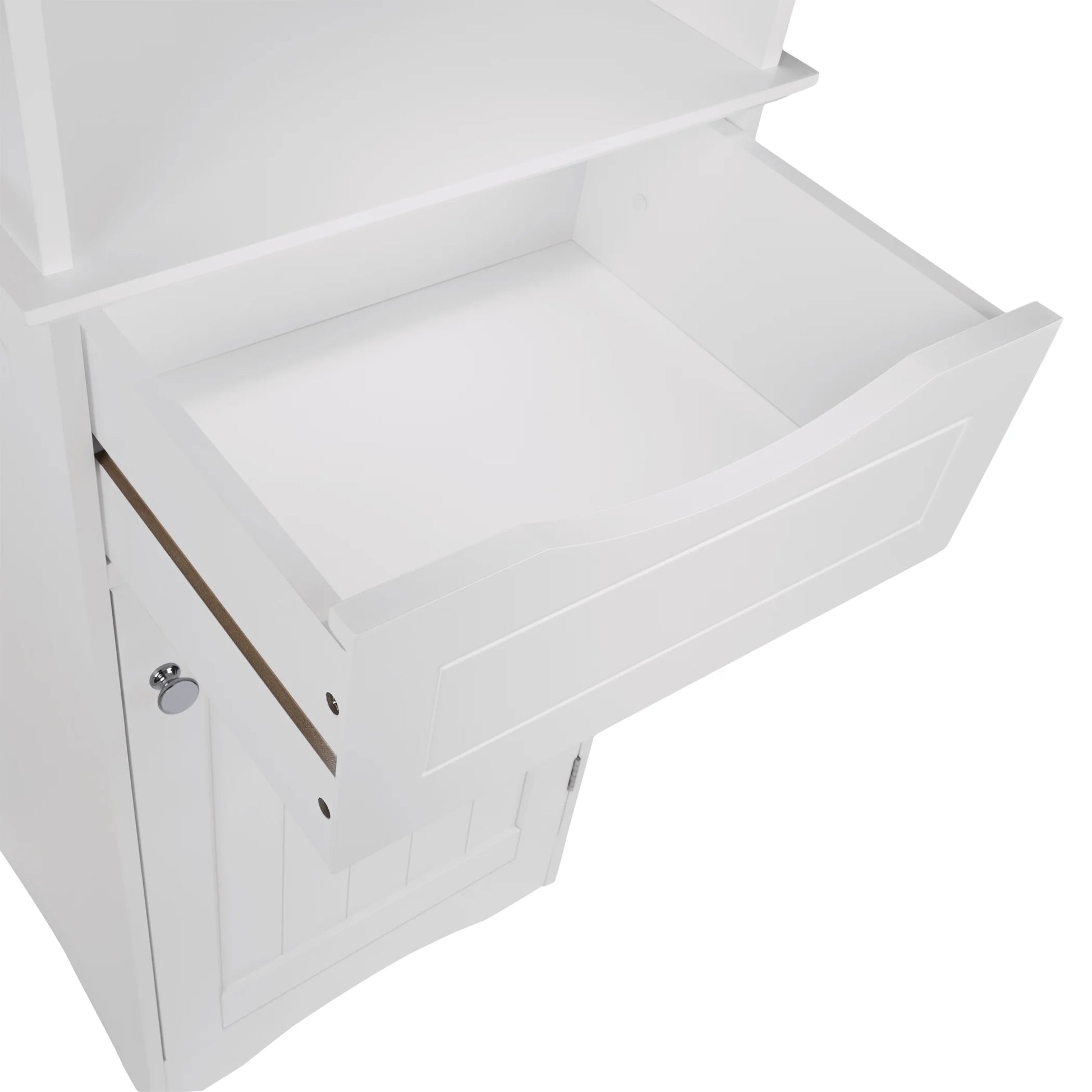 Ashland Tall Bathroom Storage Linen Cabinet Organizer with Drawer - White