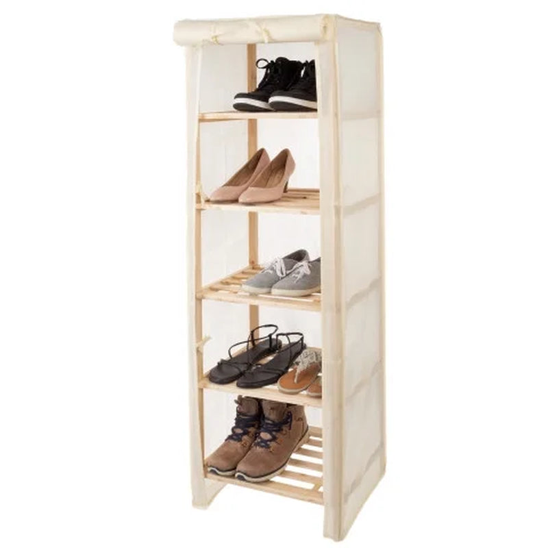 5-Tier Wood Storage Organizer with Removable Cover