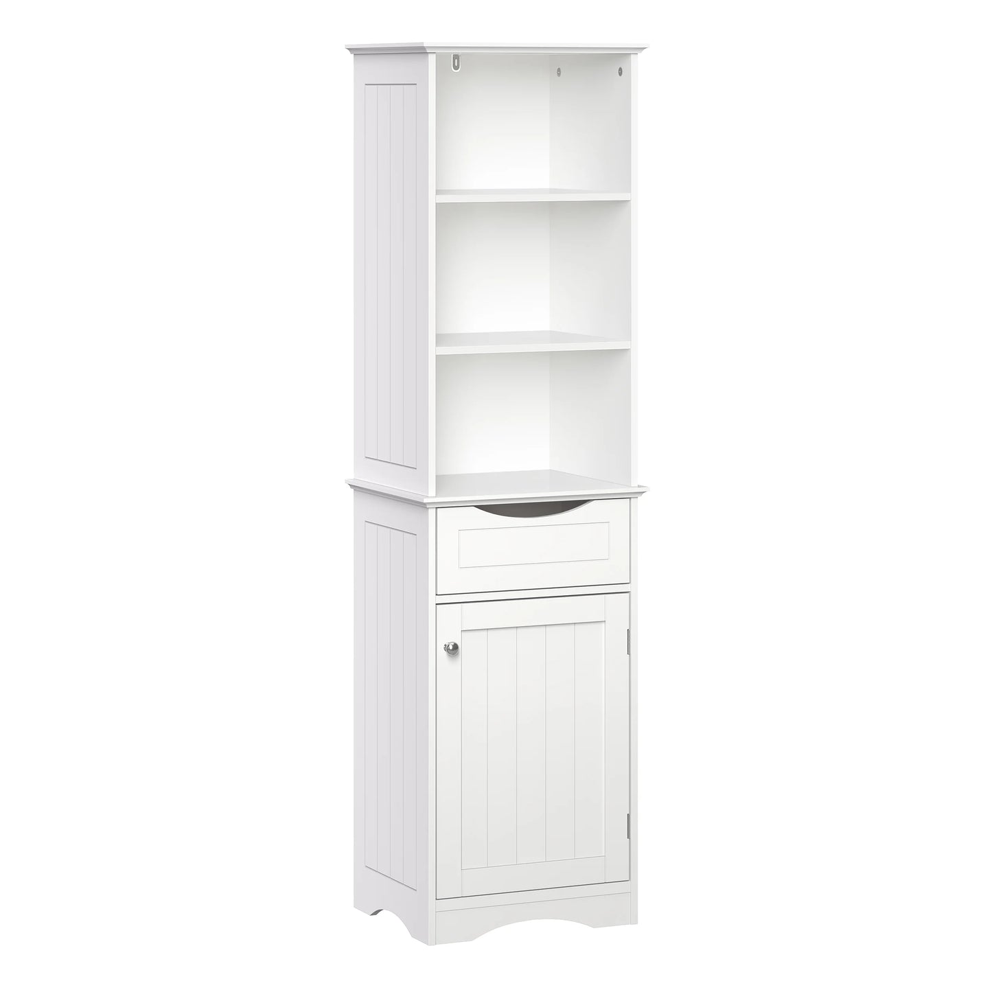Ashland Tall Bathroom Storage Linen Cabinet Organizer with Drawer - White