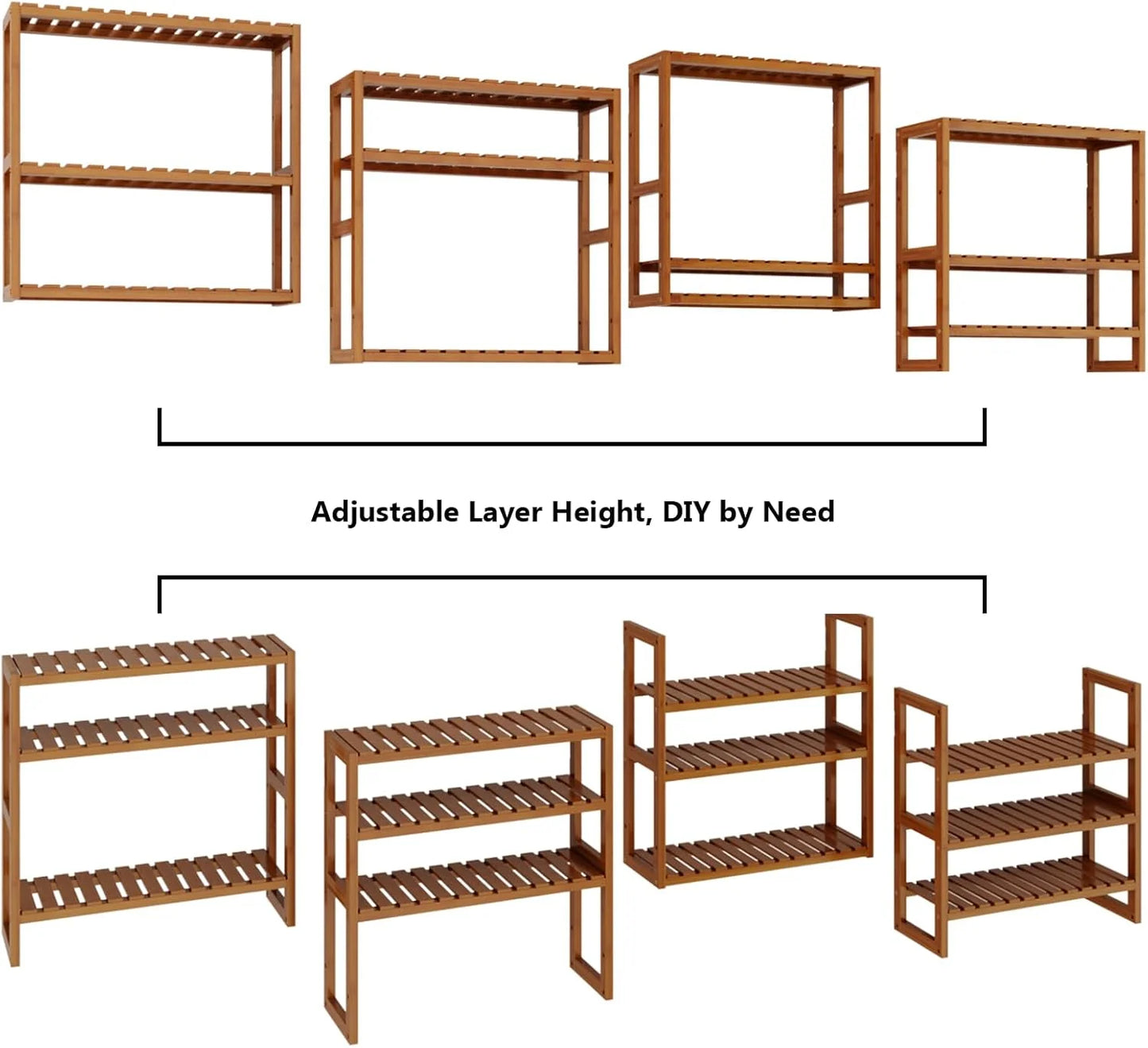 Bathroom Shelves Bathroom Storage over the Toilet Storage Bathroom Storage Shelves Organizer Adjustable 3 Tiers Floating Shelves for Wall Mounted with Hanging Rod (Brown)