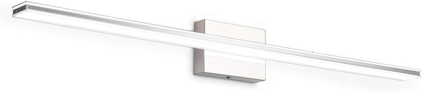 Chrome Bathroom Light Fixtures 24 Inch Bath Wall Lighting IP44 14W Vanity Lamp Bar Modern LED Lights for Vanity Rectangle Bathroom Lamps over Mirror Acrylic Restroom Sink Light