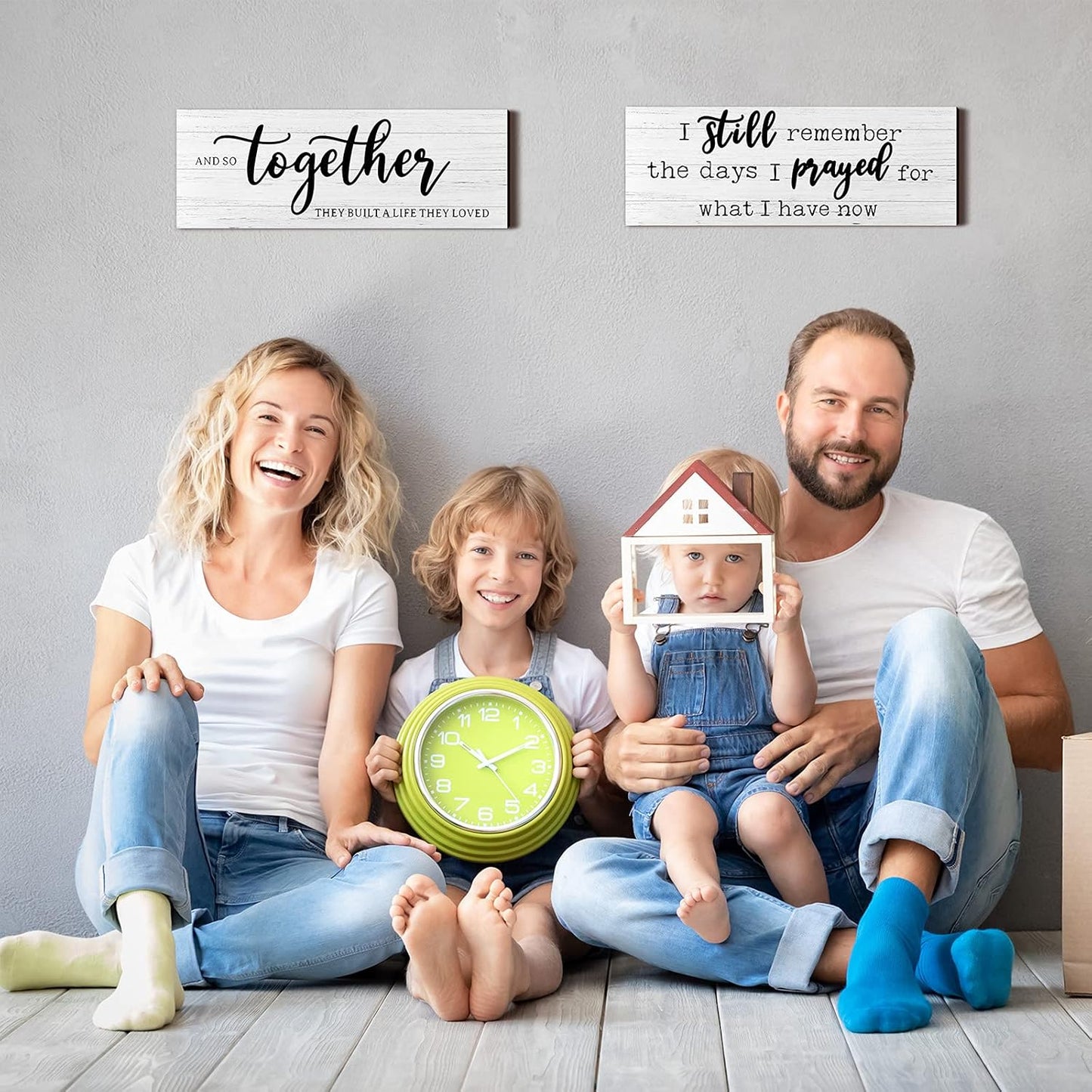 I Still Remember the Days I Prayed Modern Farmhouse Decor Rustic Wood Sign and so Together They Built a Life They Loved Rustic Wood Family Wooden Plaque Signs for Women(White)