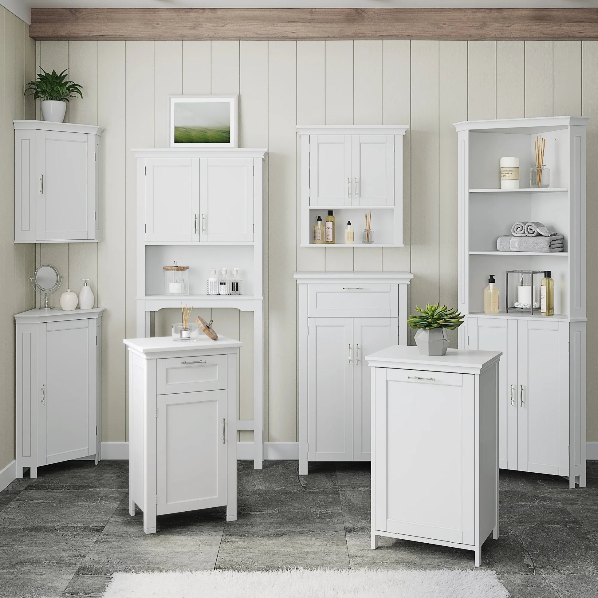 Somerset 2-Door Bathroom Laundry Storage Cabinet with Adjustable Shelf - White