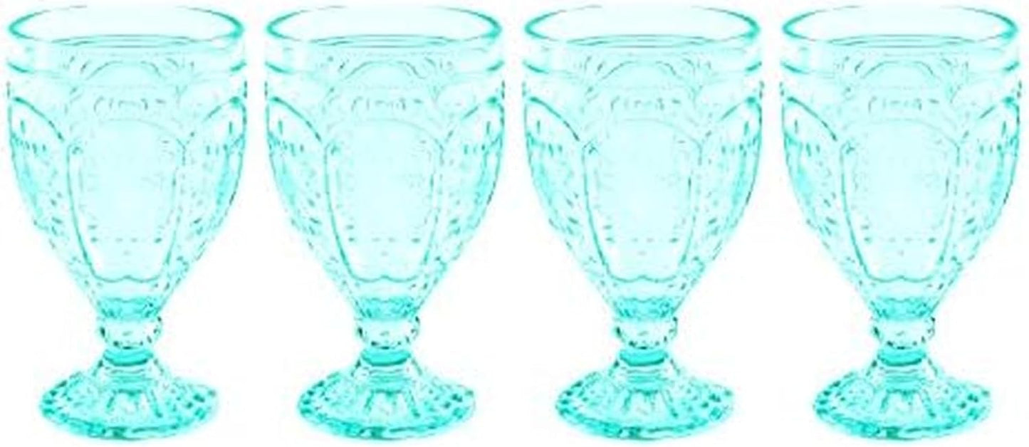 Fitz and Floyd Trestle Glassware Ornate Goblets, 4 Count (Pack of 1), Indigo