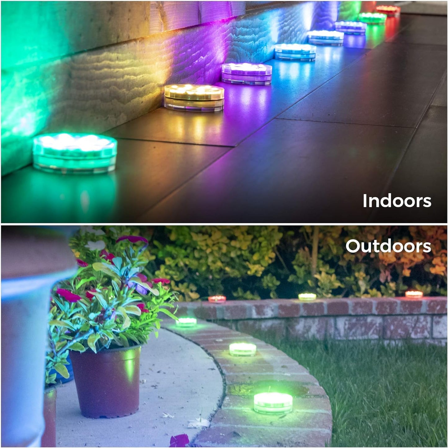EFX by Boundery - Multicolor Accent Submersible, Waterproof LED Lights - Premium Indoor & Outdoor Battery Operated Lights - LED Puck Light for Events, Patio, Pool, Hot Tub, Shower - 12-Pack
