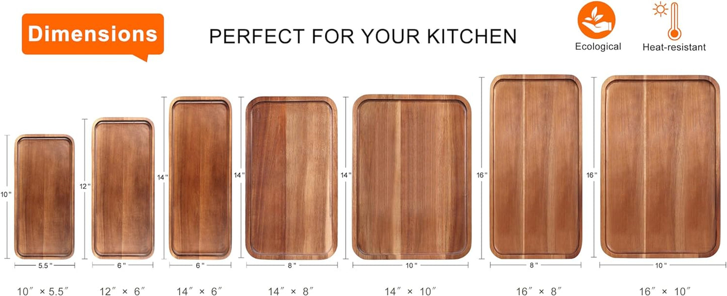 Small Wooden Platters Rectangle Mini Charcuterie Boards Acacia Wood Serving Trays Home Decor Cheese Board Cake Appetizer Plates Kitchen Charcuterie Platter for Food Dish Dessert Snack Tray