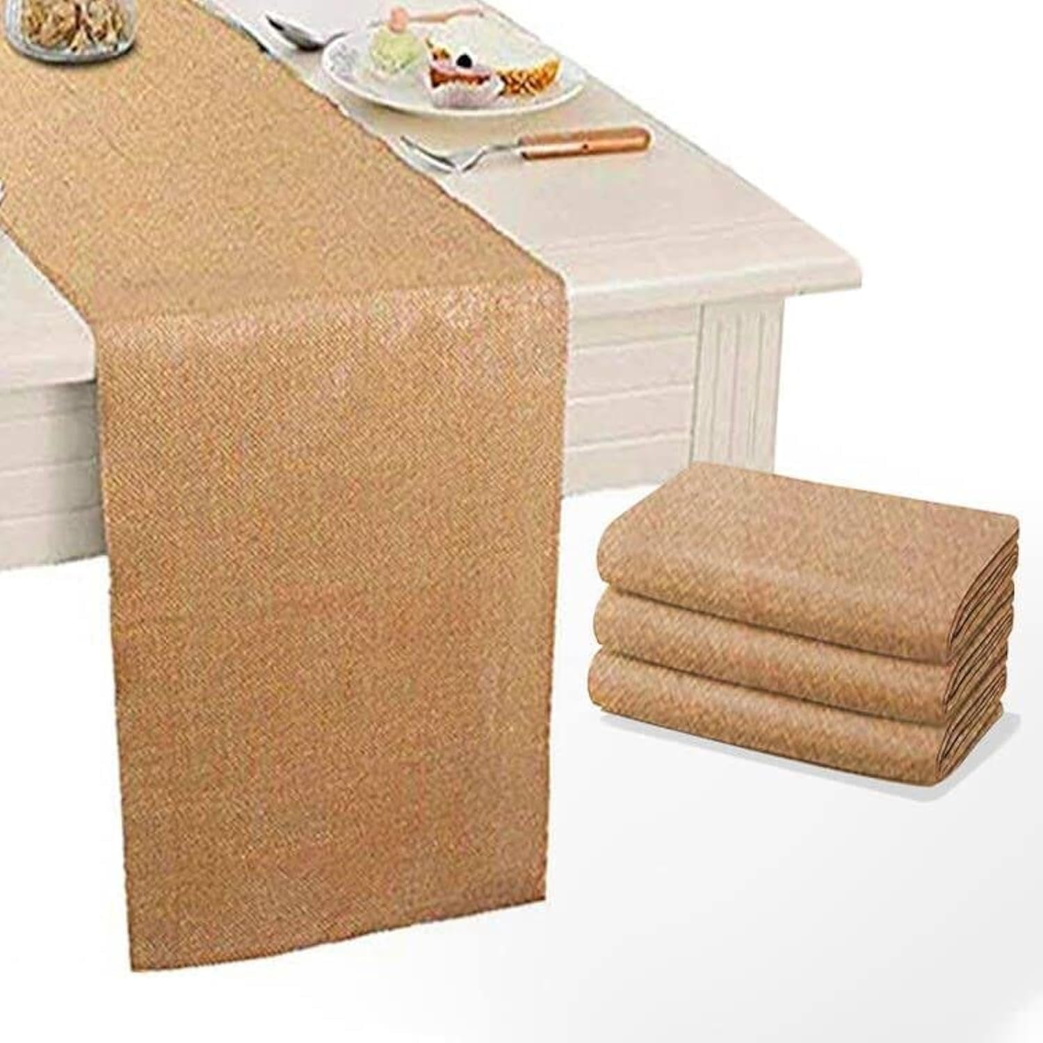 (TM) 12 X 108'' Natural Hessian Table Runners Rustic Burlap Wedding Jute Party Decor Bunting