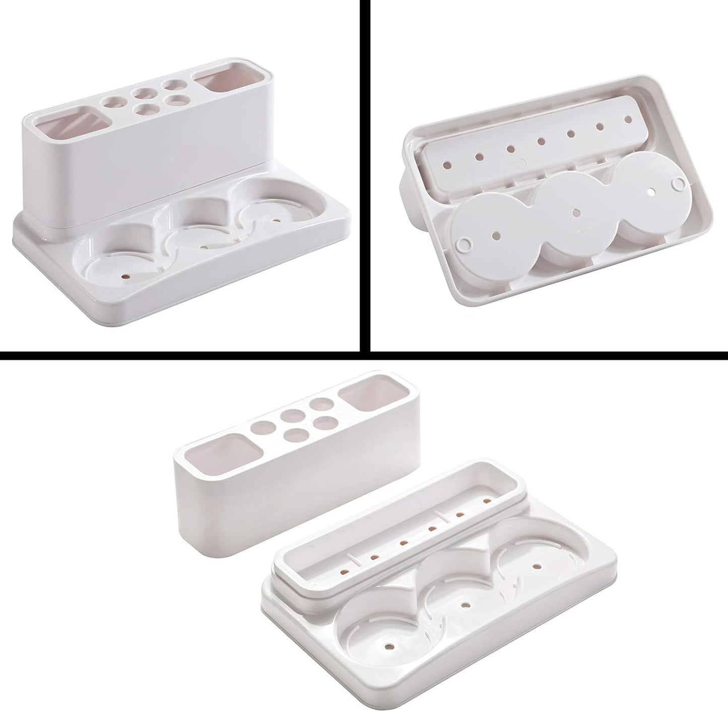 Toothbrush Holder Kids Family Set for Bathroom Storage Organizer (Orange+Blue+Pink)