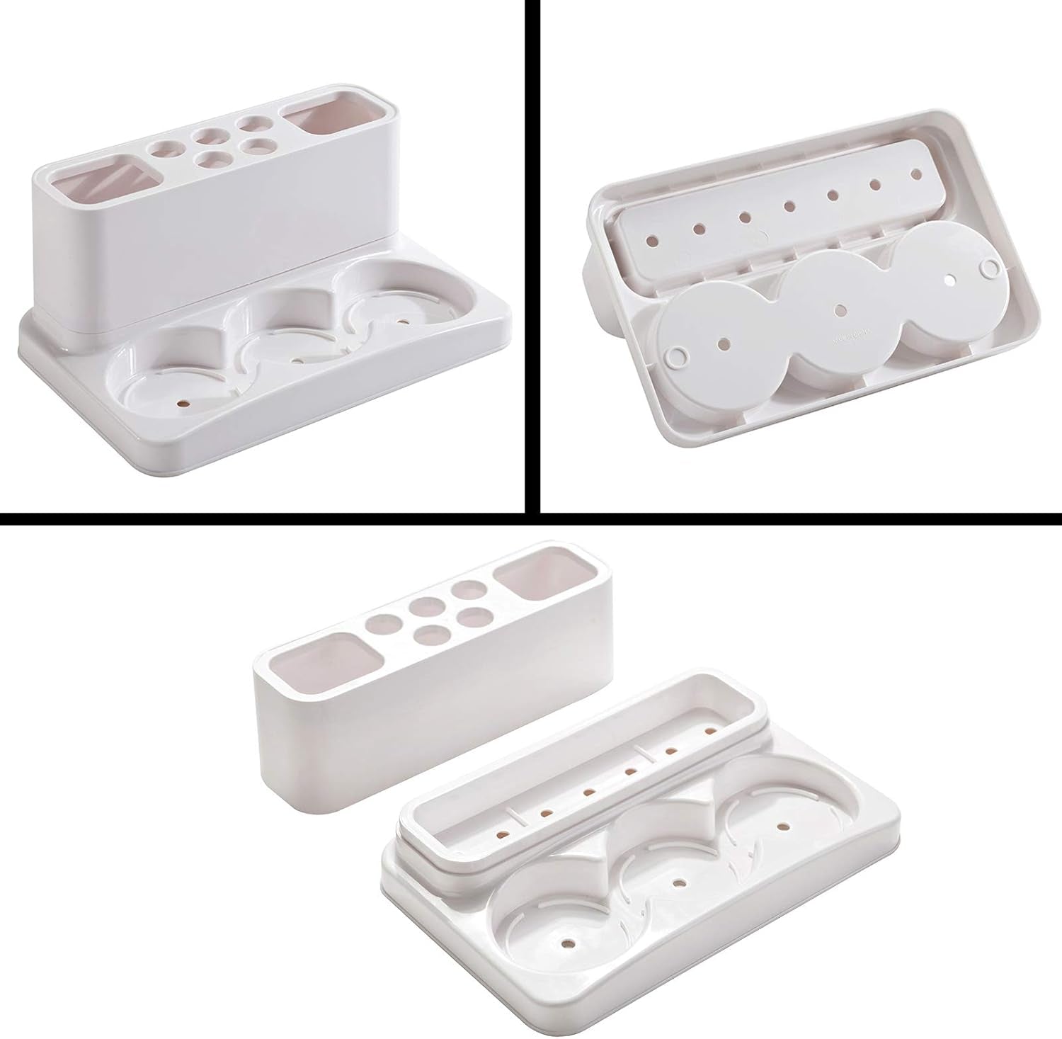 Toothbrush Holder Kids Family Set for Bathroom Storage Organizer (Orange+Blue+Pink)