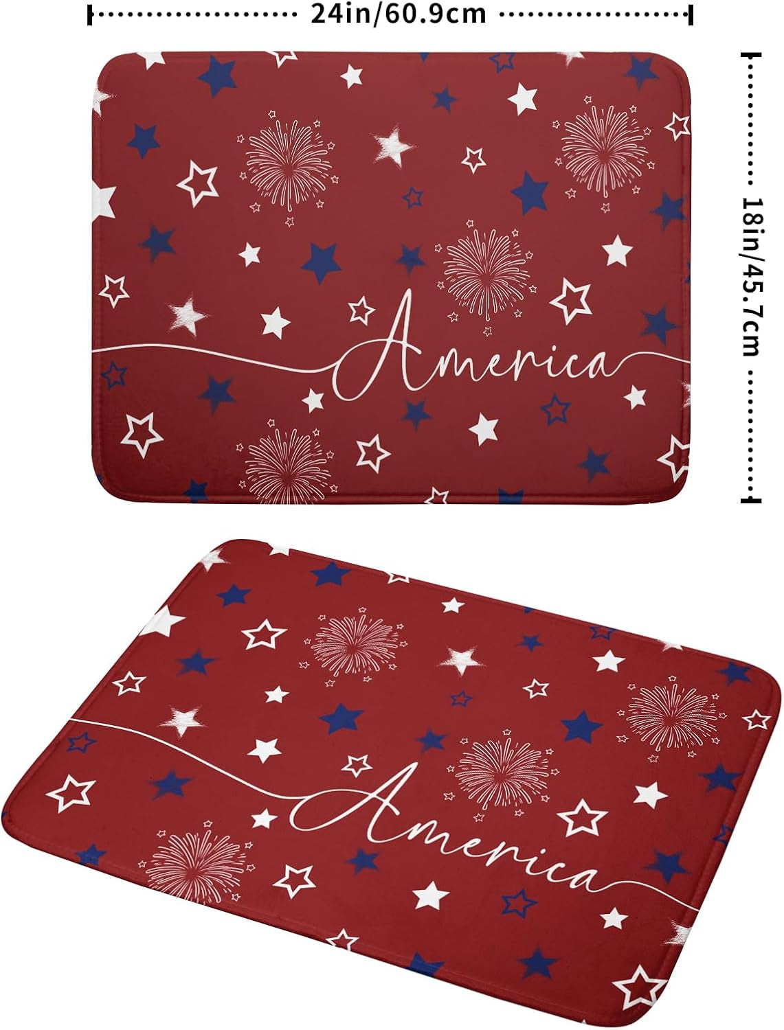 4Th of July Dish Drying Mat 18"X24" Patriotic Usa Stars America Firework Dish Drainer Mats Independece Day Absorbent Microfiber Dish Drying Pad for Kitchen Countertop Large Decor