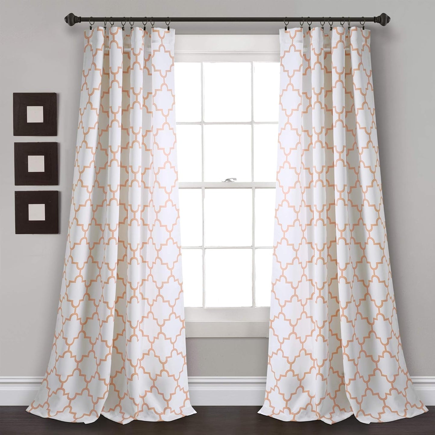 Bellagio Light Filtering Curtains-Trellis Geometric Design Window Panel Drapes Set for Living, Dining, Bedroom (Pair), 108” X 52”, Gray