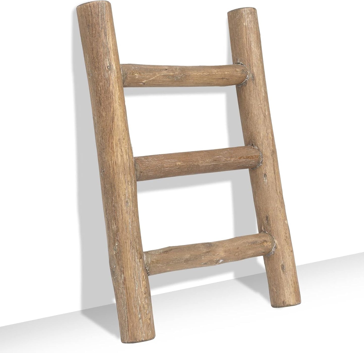 57In Wood Blanket Ladder Living Room Decorative Wall Leaning Farmhouse Quilt Display Holder Rustic Wooden Towel Rack for Bathroom, Unfinished