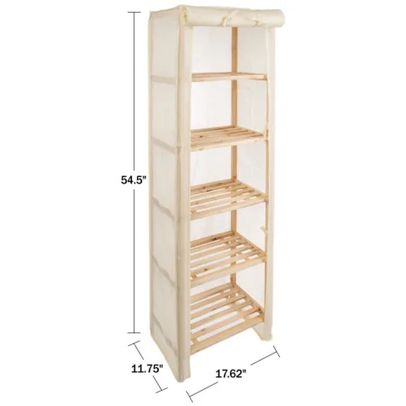 5-Tier Wood Storage Organizer with Removable Cover