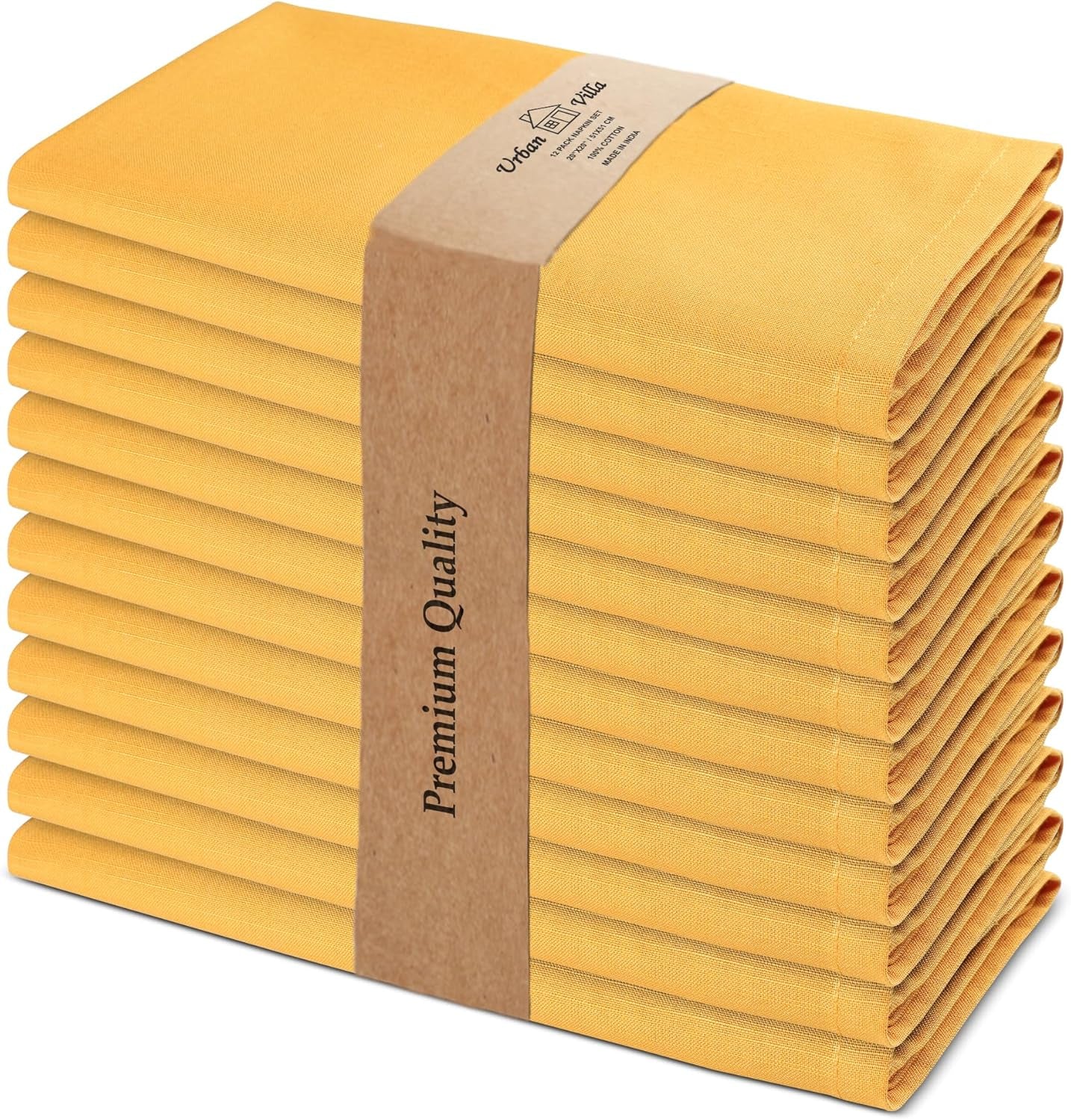 Cloth Napkins Set of 12 20X20 Inches 100% Cotton Napkins Cloth Washable Durable Reusable Absorbent Table Dinner Napkins Cloth for Christmas Hotel Lunch Restaurant Weddings Parties - Black