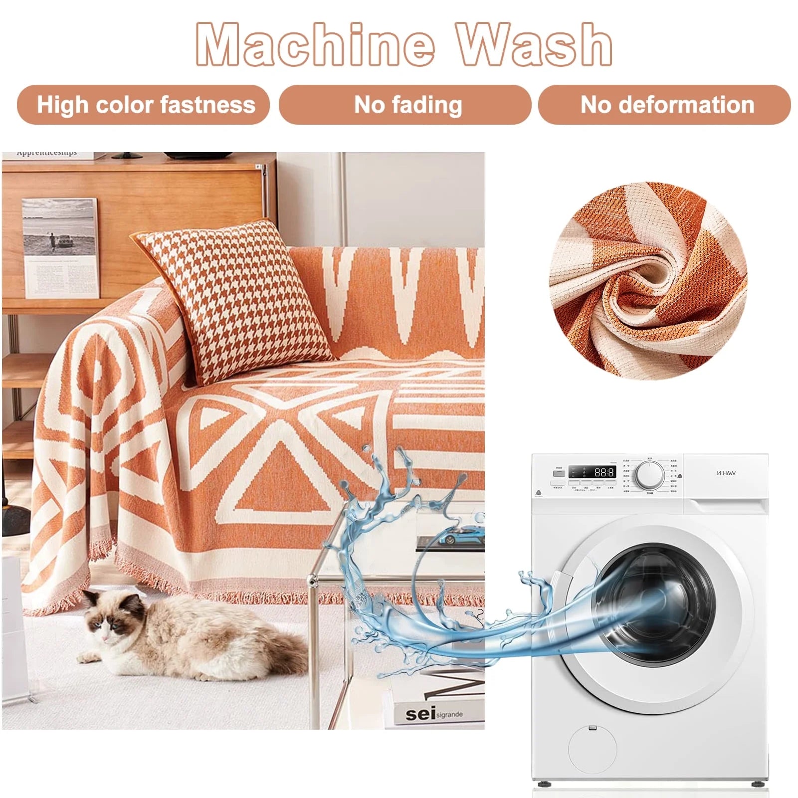 Boho Couch Cover Armchair Couch Cover, Sectional Sofa Cover Chenille Chair Couch Cover Throw Couch Cover Furniture Sofa Protector 71"X 90"