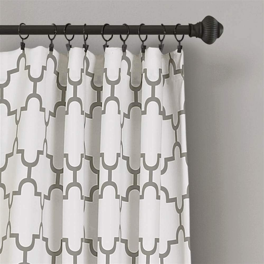 Bellagio Light Filtering Curtains-Trellis Geometric Design Window Panel Drapes Set for Living, Dining, Bedroom (Pair), 108” X 52”, Gray