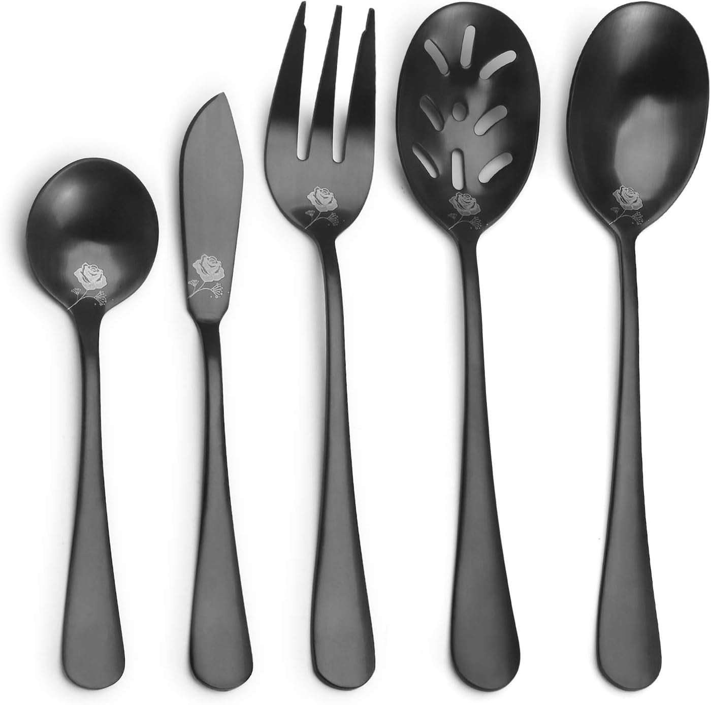 Matte Black Silverware Set, Satin Finish 20-Piece Stainless Steel Flatware Set,Kitchen Utensil Set Service for 4,Tableware Cutlery Set for Home and Restaurant, Dishwasher Safe