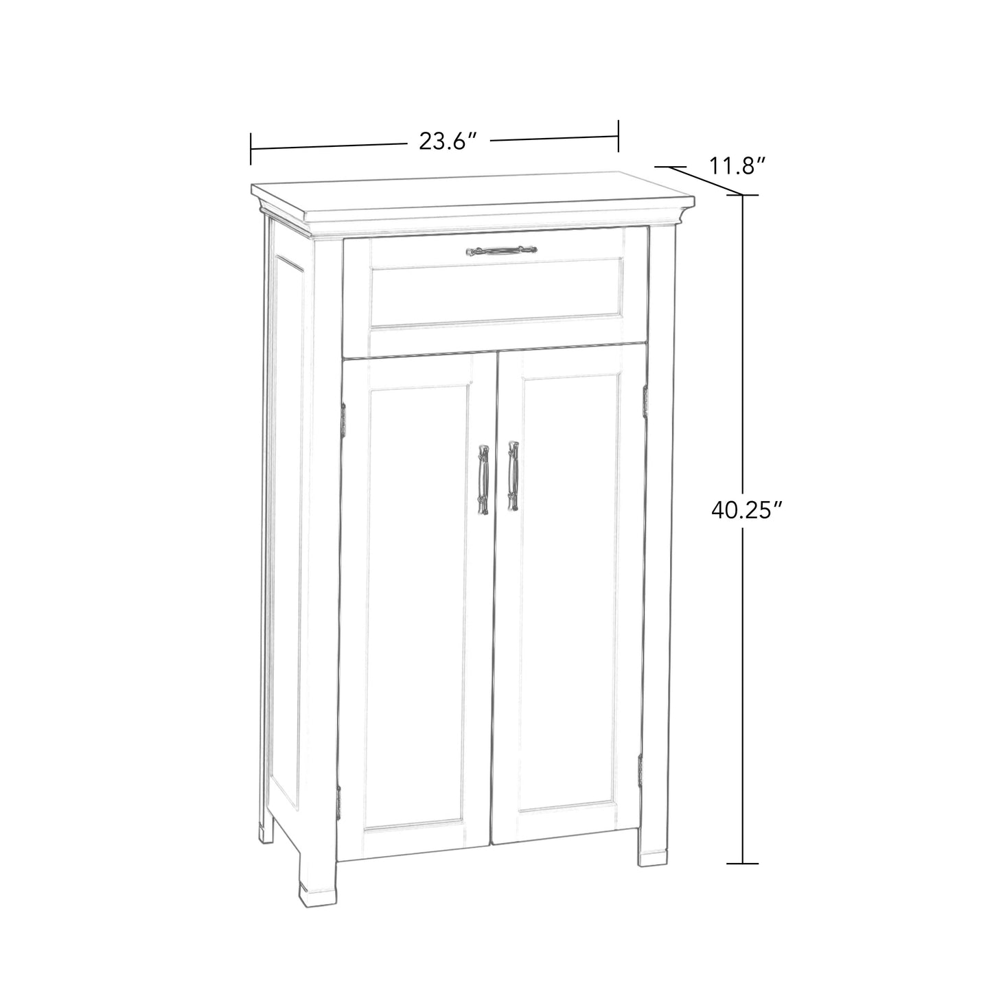 Somerset 2-Door Bathroom Laundry Storage Cabinet with Adjustable Shelf - White