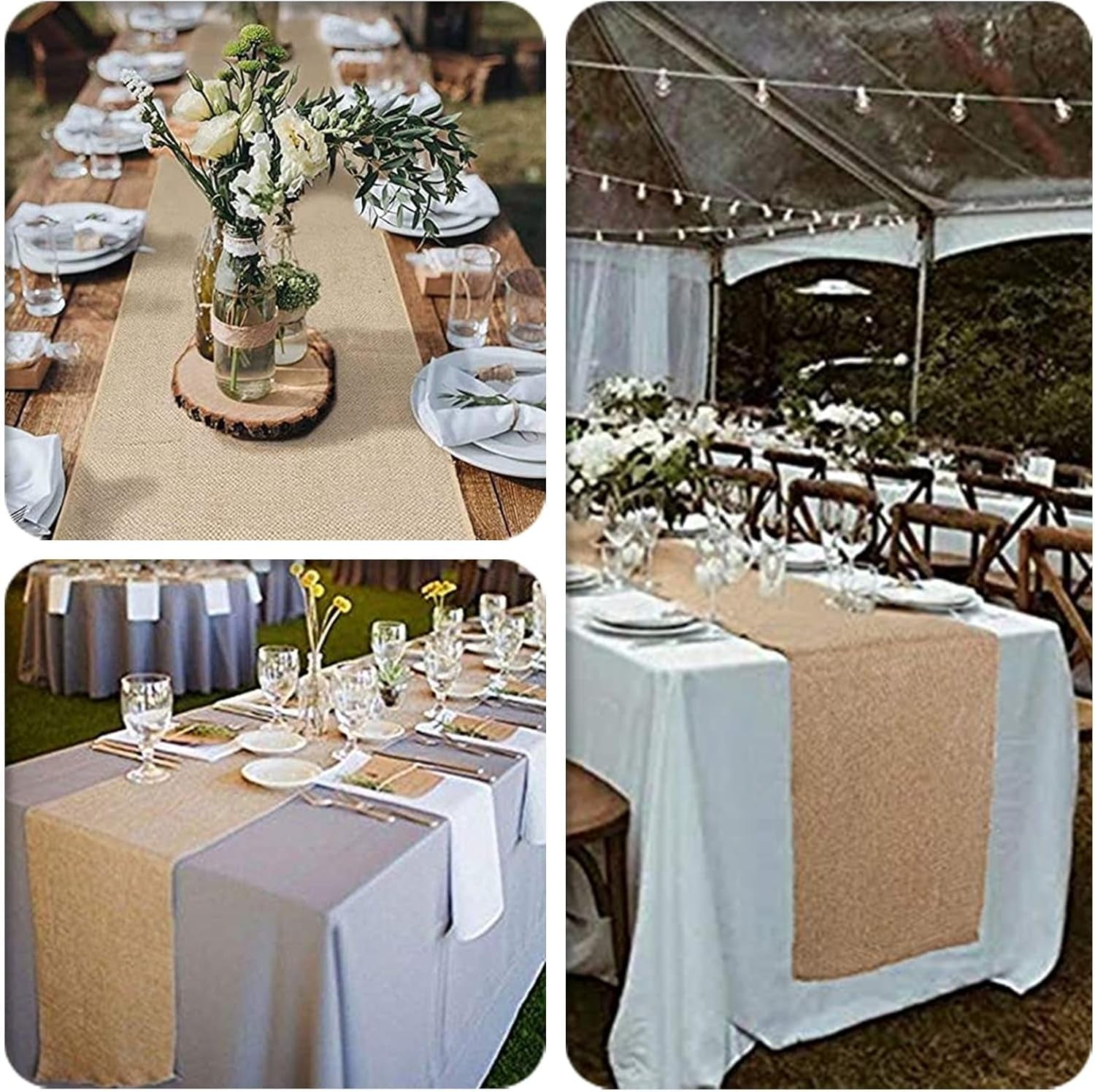 (TM) 12 X 108'' Natural Hessian Table Runners Rustic Burlap Wedding Jute Party Decor Bunting