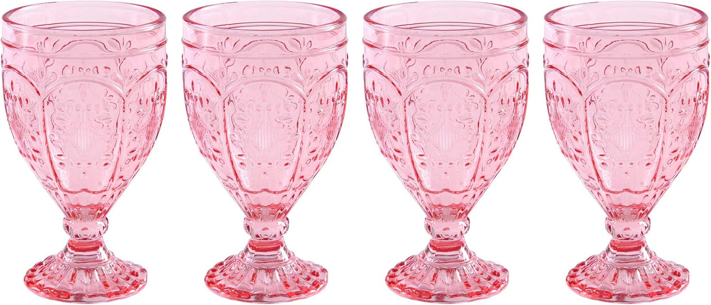 Fitz and Floyd Trestle Glassware Ornate Goblets, 4 Count (Pack of 1), Indigo