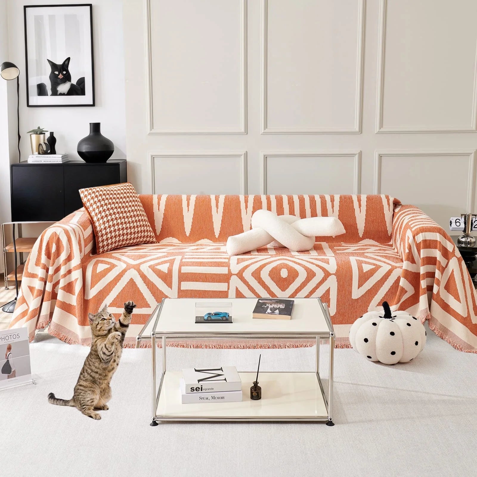 Boho Couch Cover Armchair Couch Cover, Sectional Sofa Cover Chenille Chair Couch Cover Throw Couch Cover Furniture Sofa Protector 71"X 90"