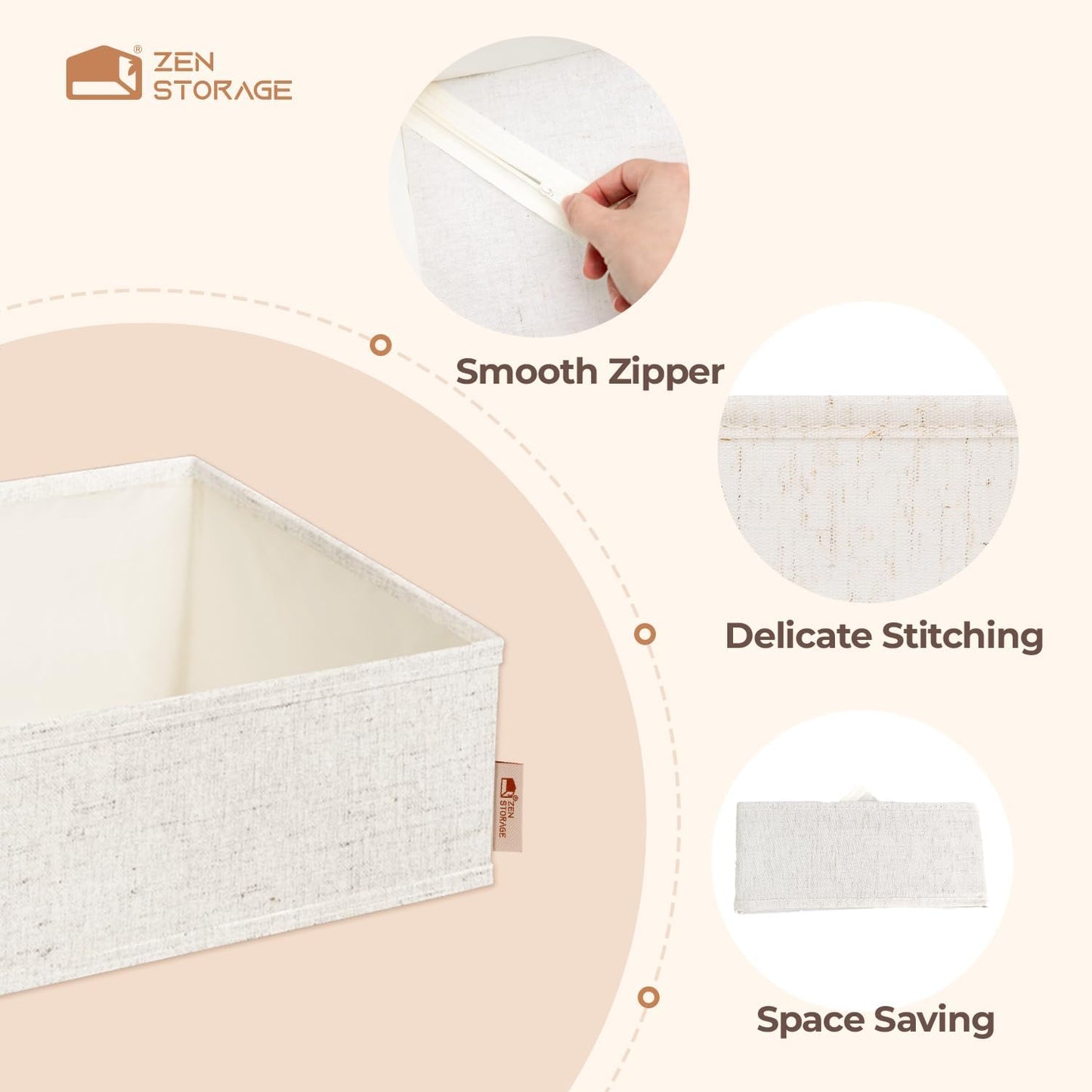 Cotton Linen Drawer Organizer for Baby Clothes, 12Pack Foldable Nursery Dresser Divider, Multi-Size Set Dresser Drawer Organizer for Nursery, Bedroom and Closet, Beige