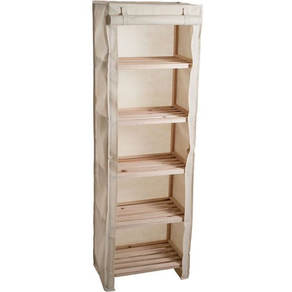 5-Tier Wood Storage Organizer with Removable Cover
