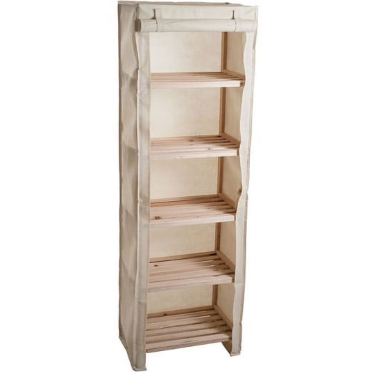 5-Tier Wood Storage Organizer with Removable Cover