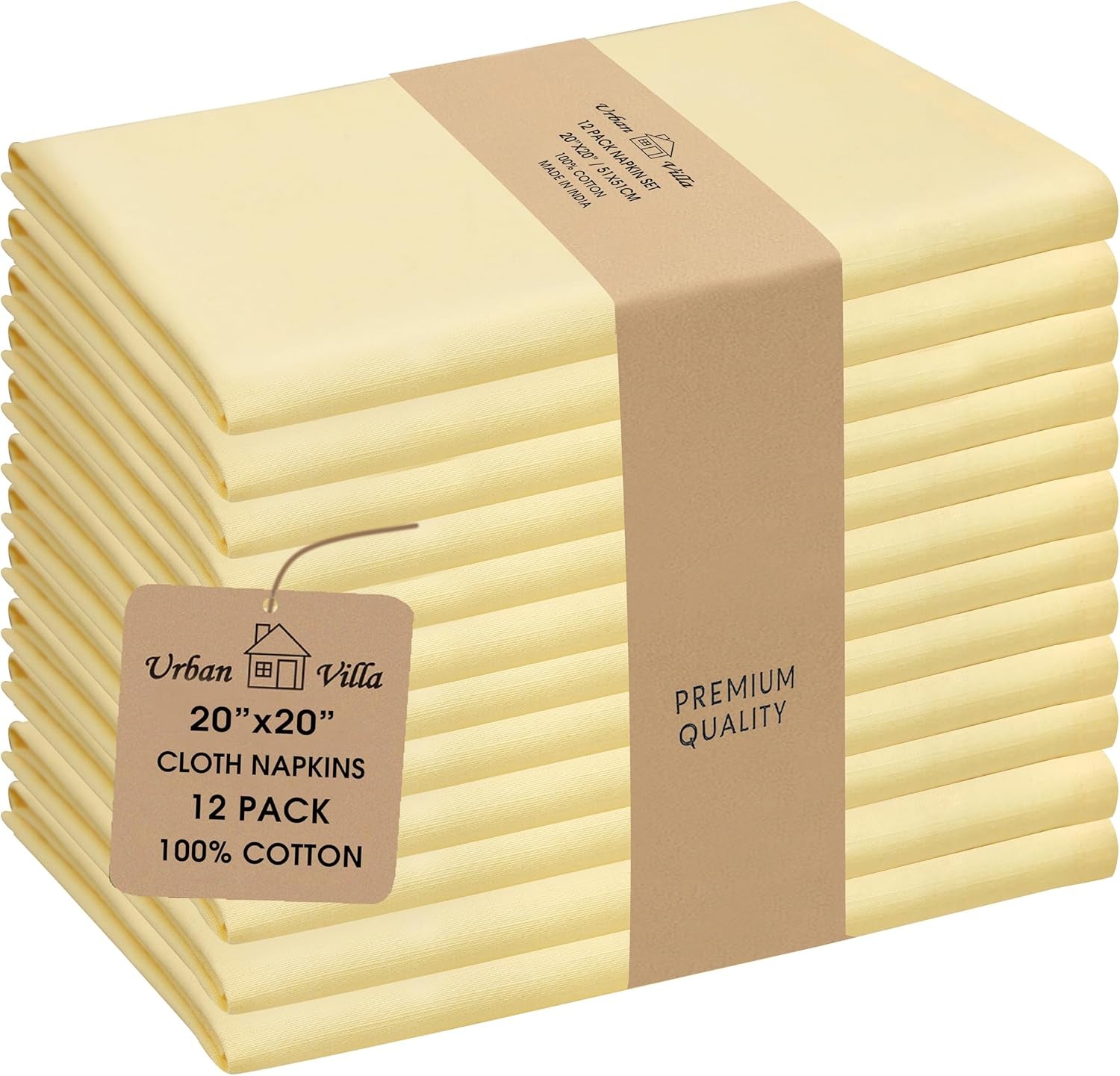 Cloth Napkins Set of 12 20X20 Inches 100% Cotton Napkins Cloth Washable Durable Reusable Absorbent Table Dinner Napkins Cloth for Christmas Hotel Lunch Restaurant Weddings Parties - Black