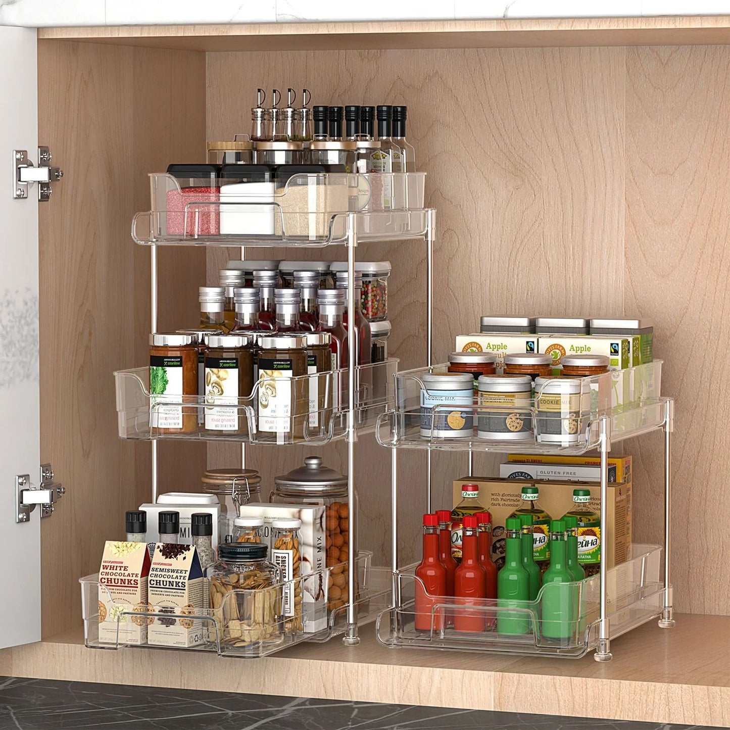 2-Pack under Sink Organizer Storage, 2-Tier 11.4" Tall under Sink Storage Organizer, Clear