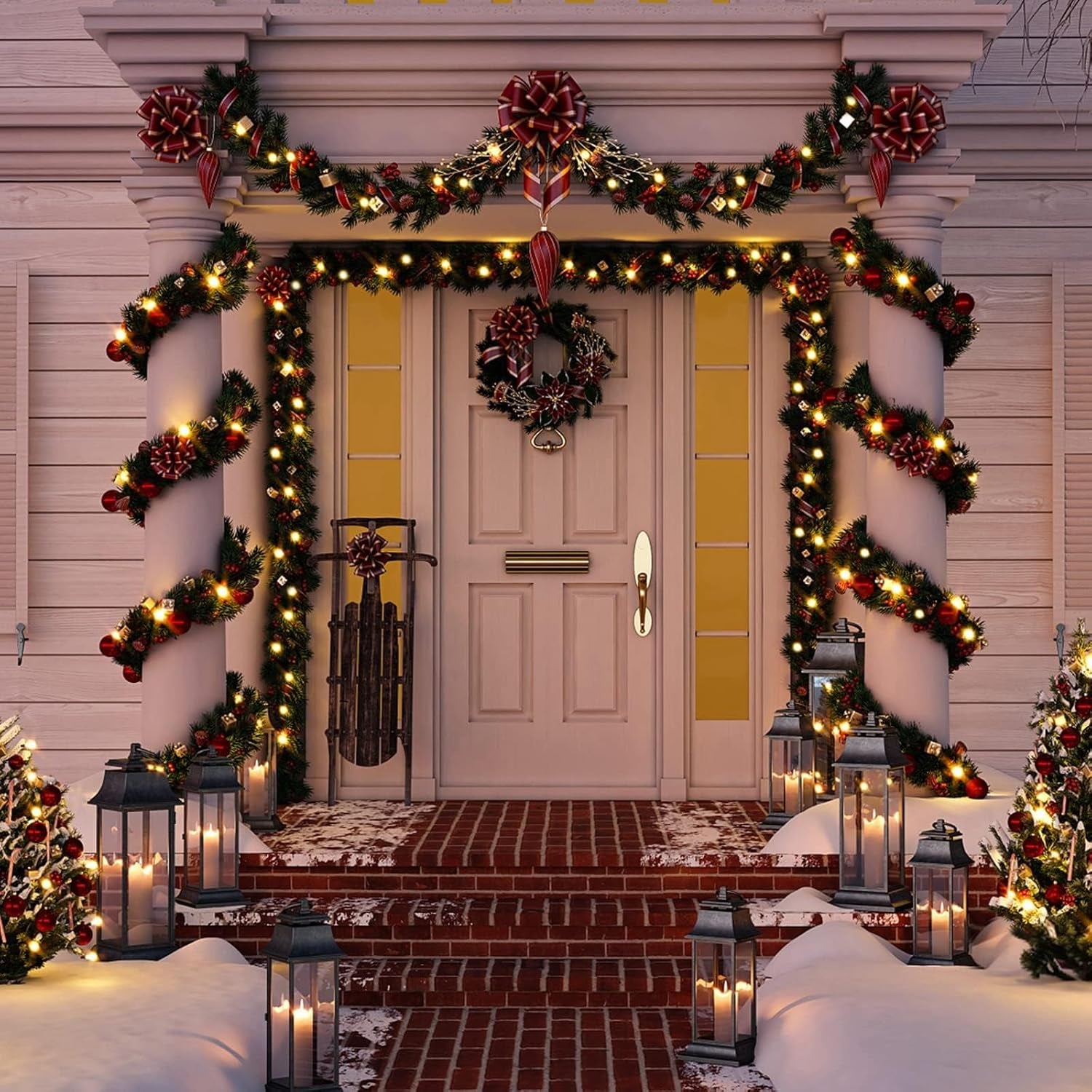 120LED 39.4Ft Christmas String Lights Battery Operated Timer 8 Modes Remote Control Waterproof Green Wire Xmas Tree Fairy Lights Decor Outdoor Indoor Home Party Garden (Warm White)