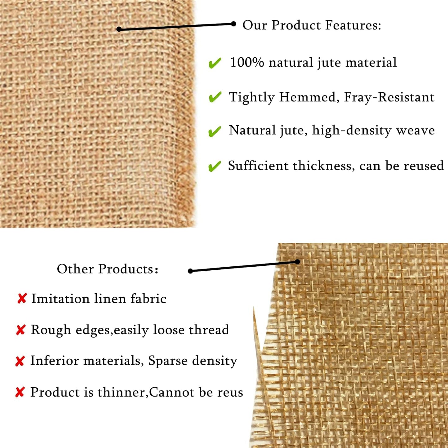(TM) 12 X 108'' Natural Hessian Table Runners Rustic Burlap Wedding Jute Party Decor Bunting