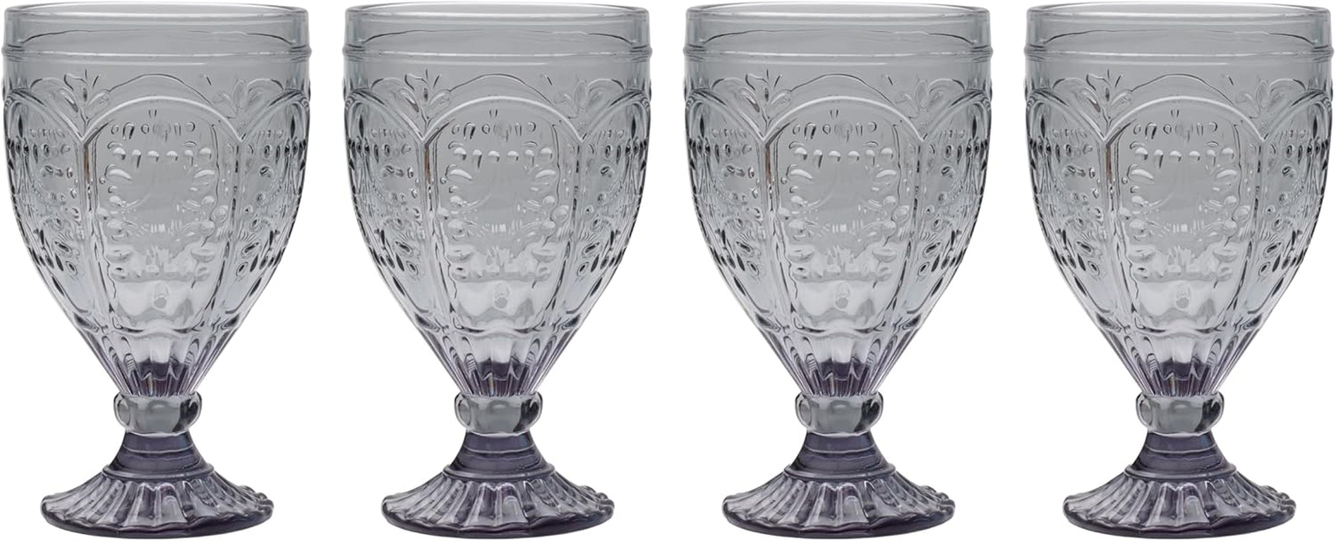 Fitz and Floyd Trestle Glassware Ornate Goblets, 4 Count (Pack of 1), Indigo