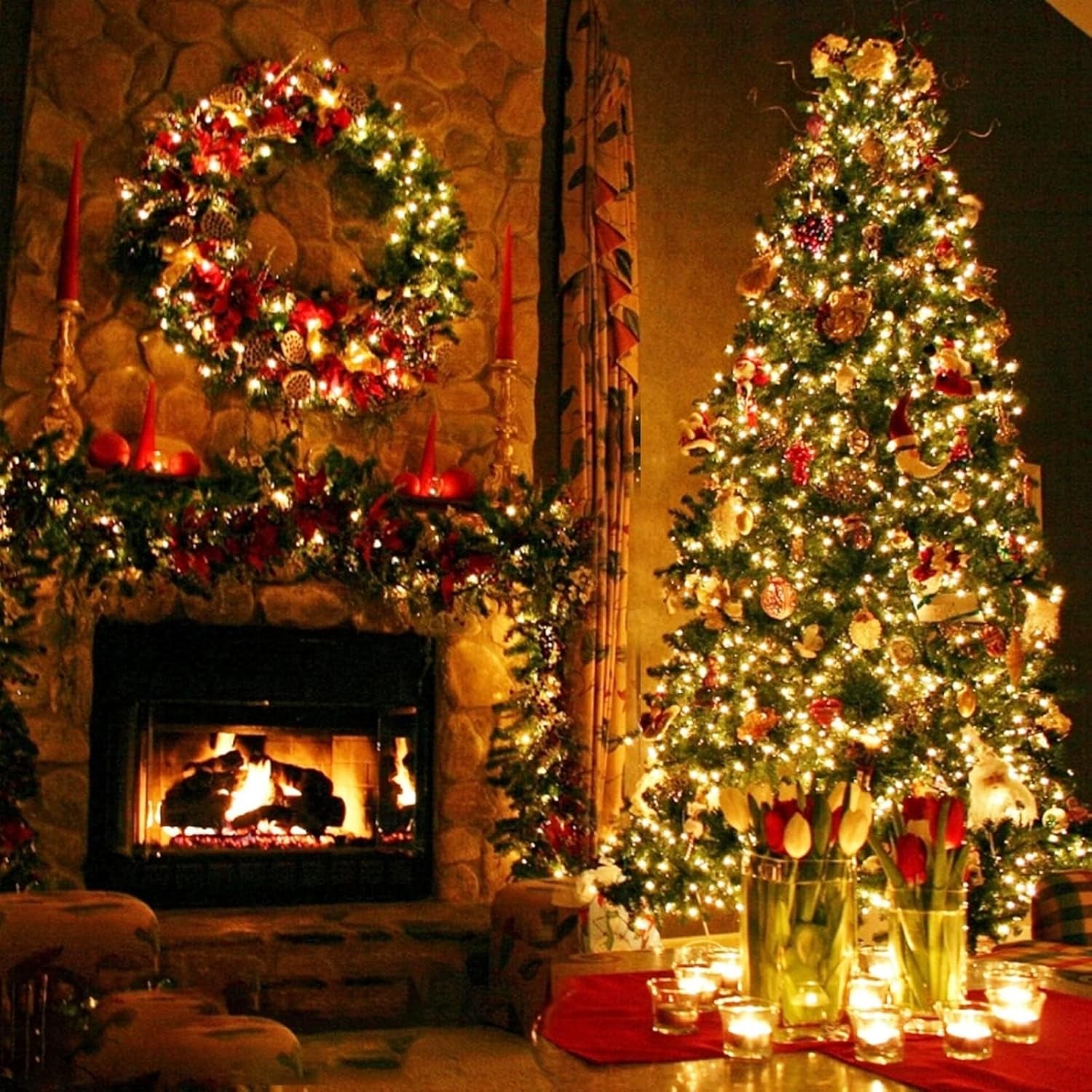 120LED 39.4Ft Christmas String Lights Battery Operated Timer 8 Modes Remote Control Waterproof Green Wire Xmas Tree Fairy Lights Decor Outdoor Indoor Home Party Garden (Warm White)