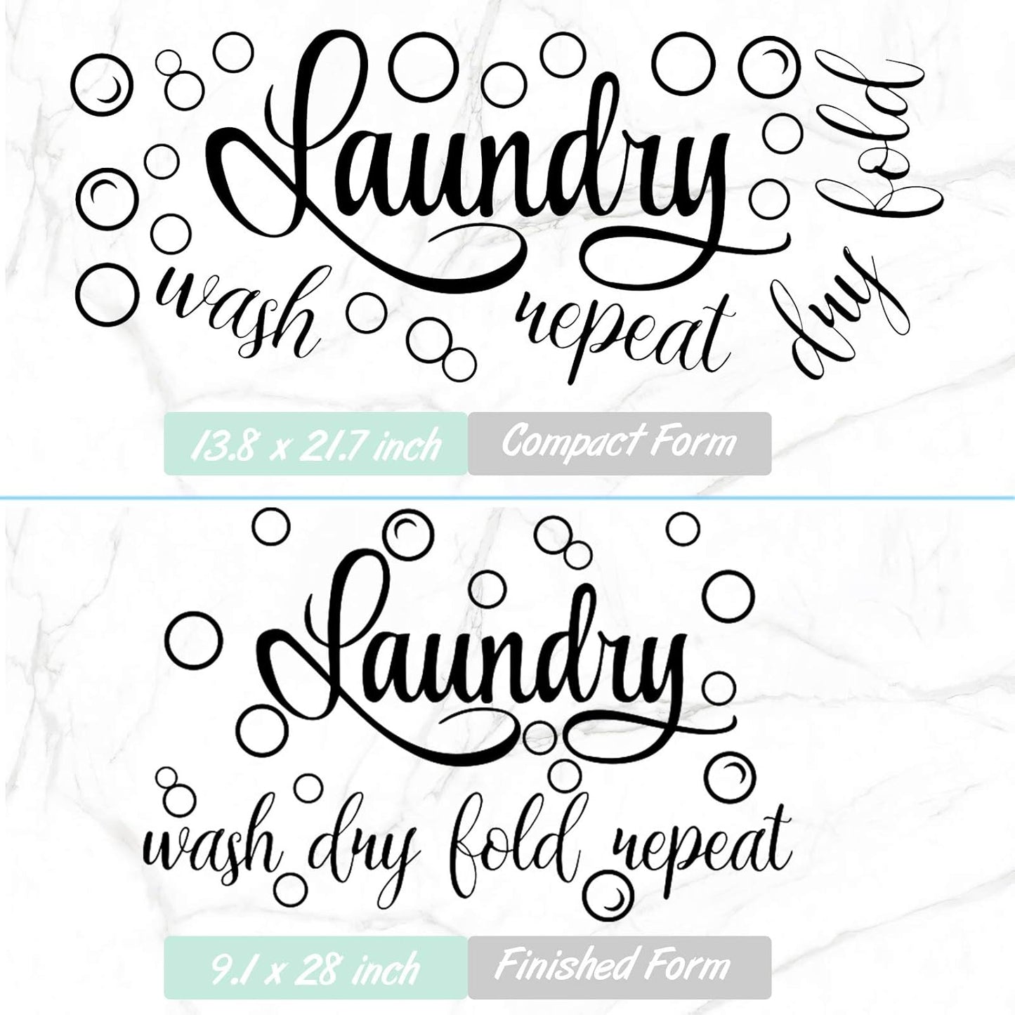 Laundry Room Sign Decals Decor Bubble Quote Stickers Wash Dry Fold Repeat Wall Signs Arts Funny Laundry Room Signs for Bathroom Home Decorations Supplies(13.8 X 21.7 Inch,Black)